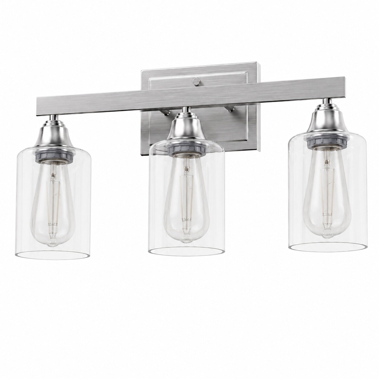 Aoibox  Bathroom Vanity Light Over Mirror with Clear Glass Shades Metal Wall Fixture with E26 Sockets 31 5 in W