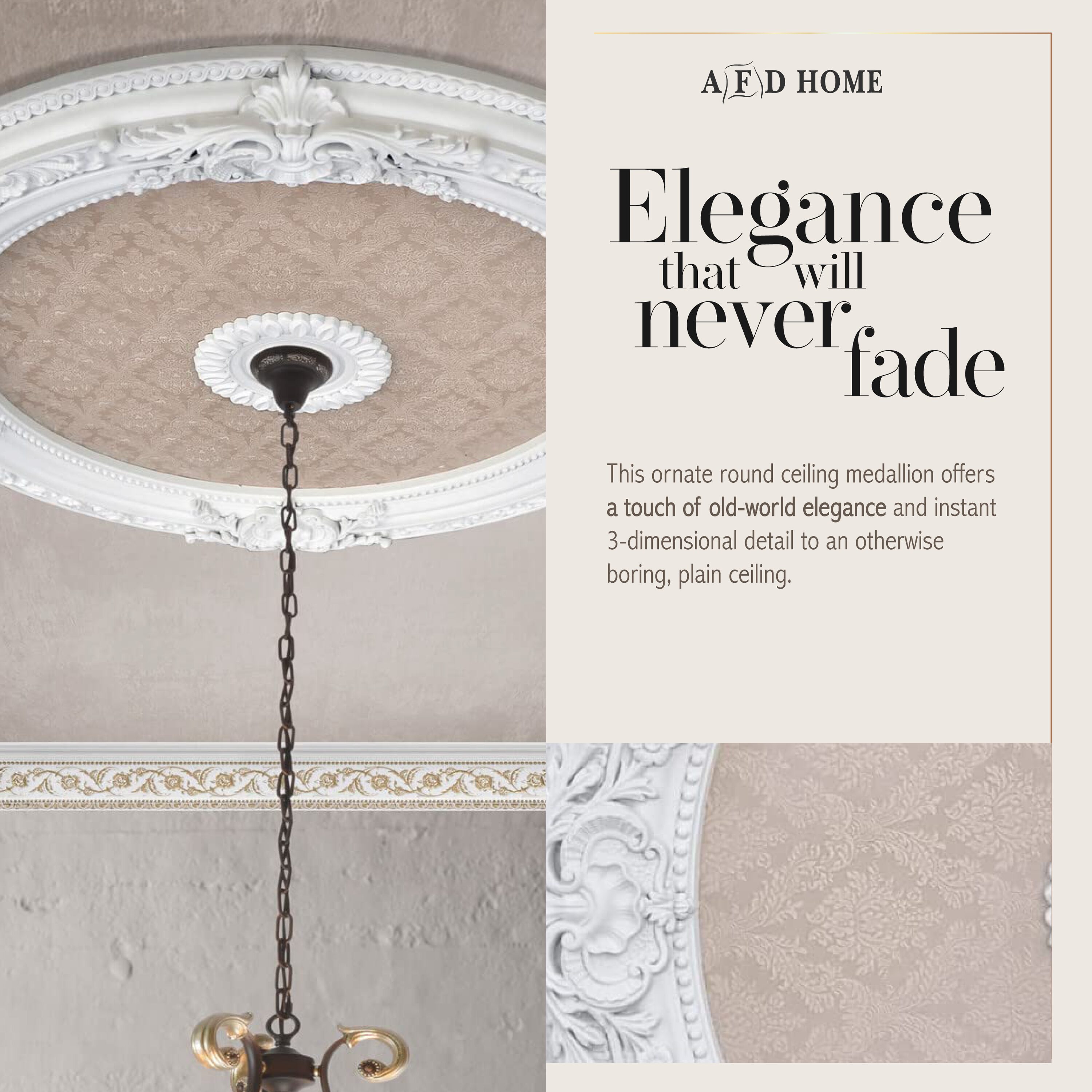 Blanco 36" White and Beige Polystyrene Chandelier Ceiling Medallion