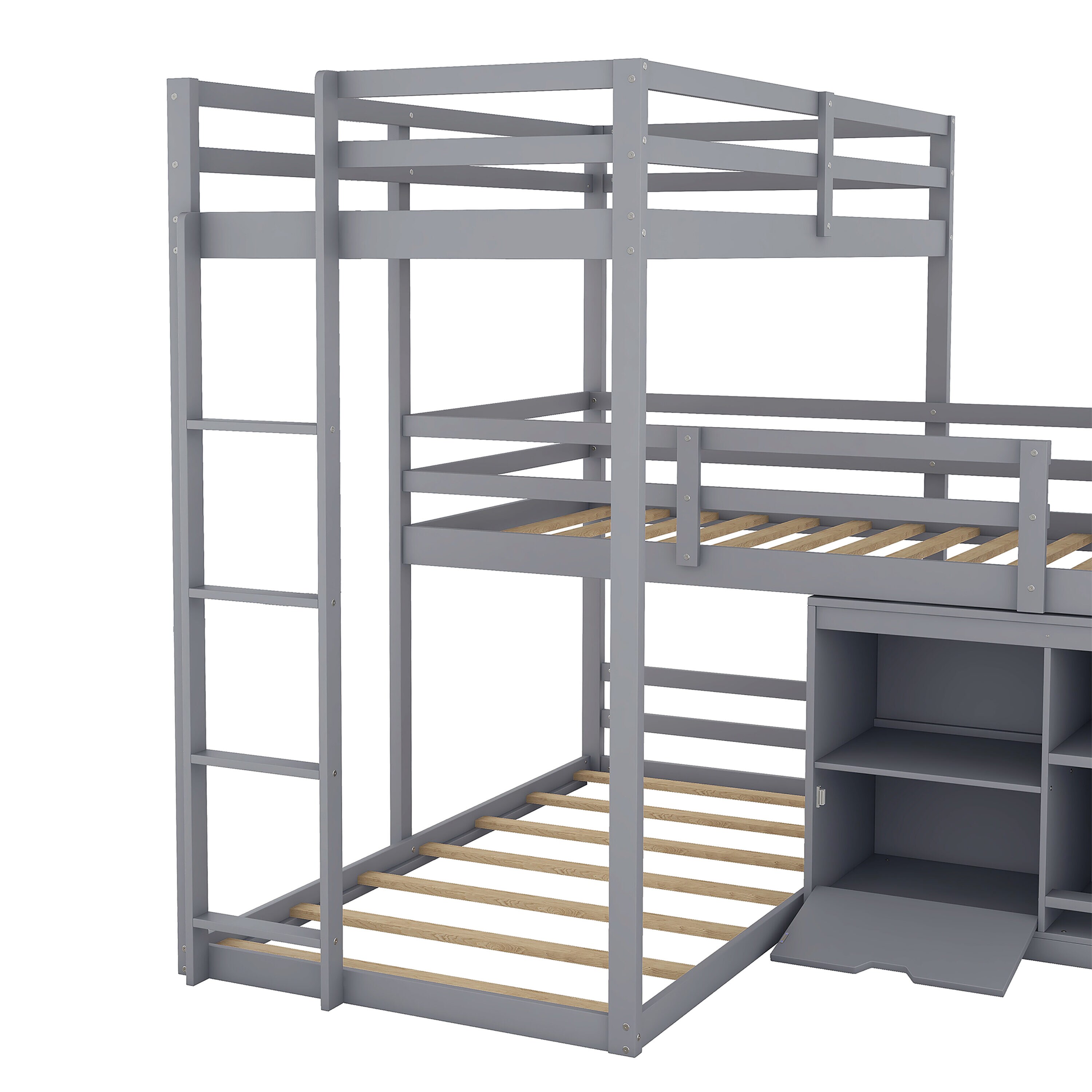 ModernLuxe Contemporary Twin L-Bunk Bed with Integrated Ladder and ...