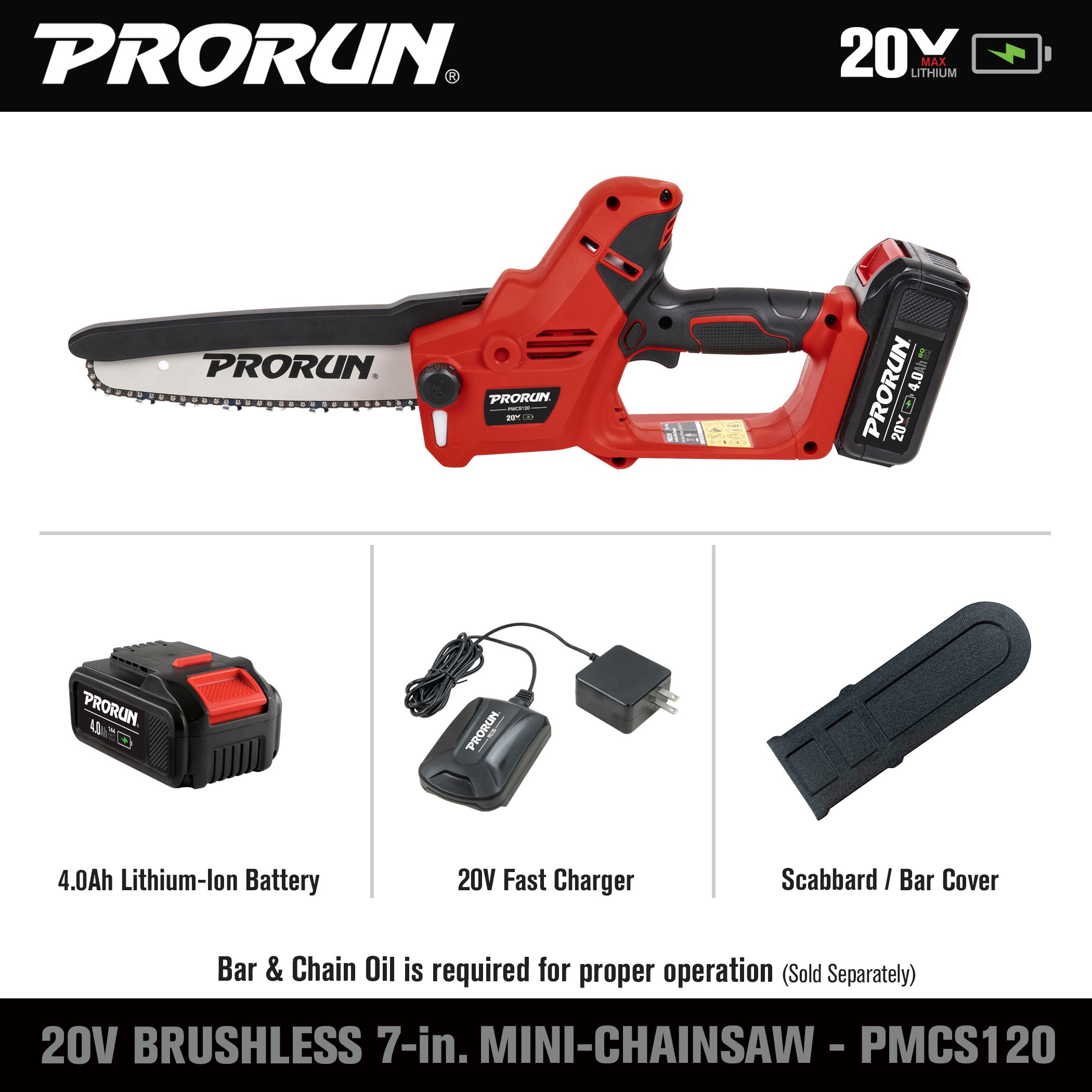 Yard Force 120v Cordless Chainsaw & One 2.5AH 120V Battery With Charger