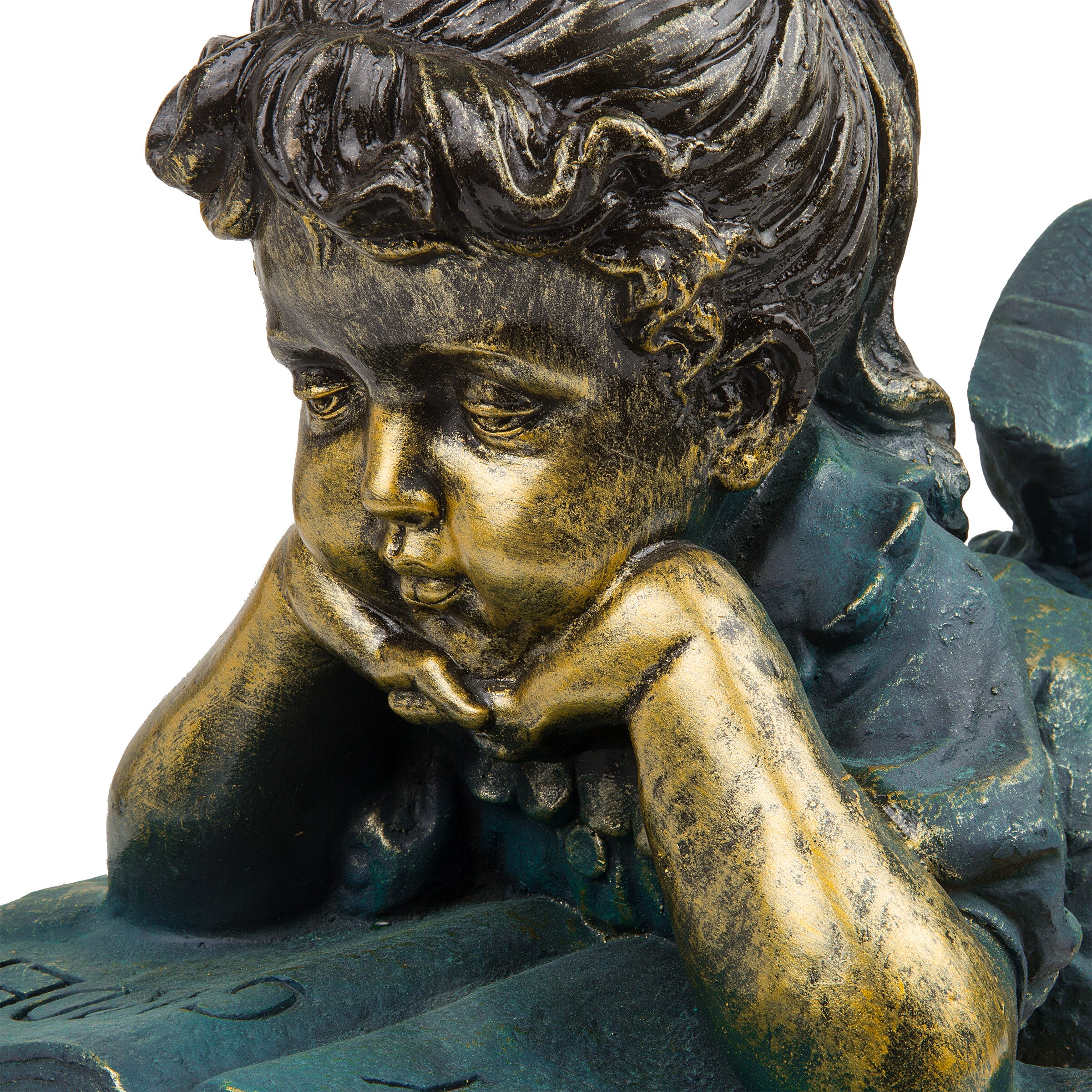 Alpine Boy and Girl Reading Together Statue