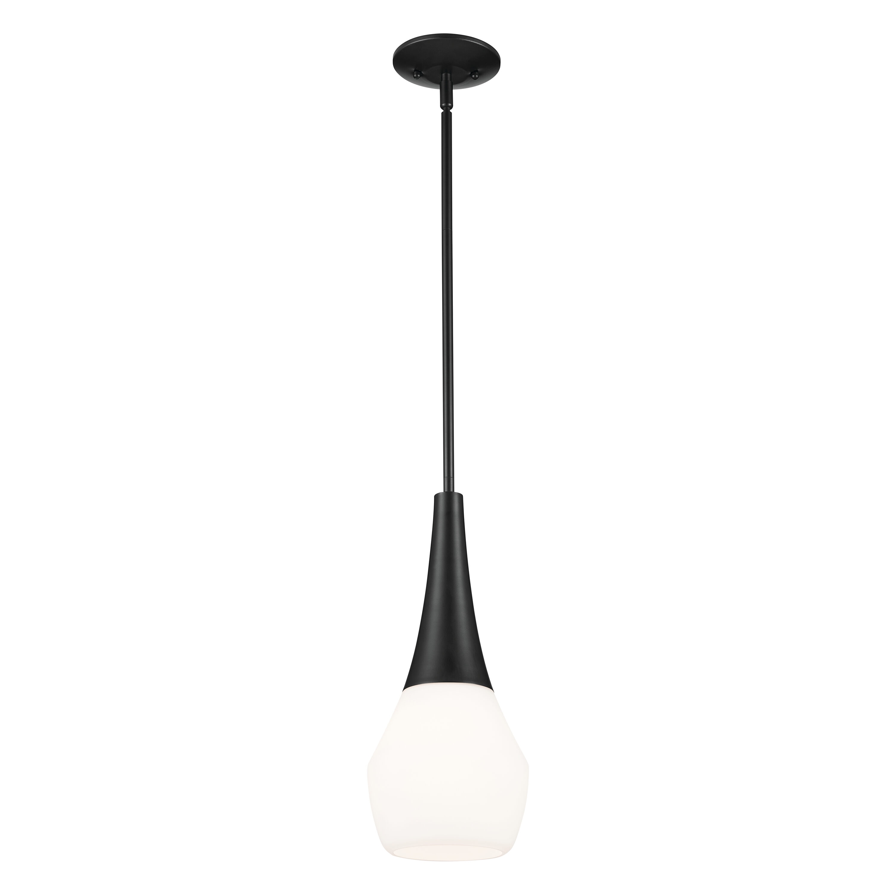 Kichler 52529BK Deela 1 -Light Black Modern/contemporary Opal glass Teardrop Small Hanging Pendant light