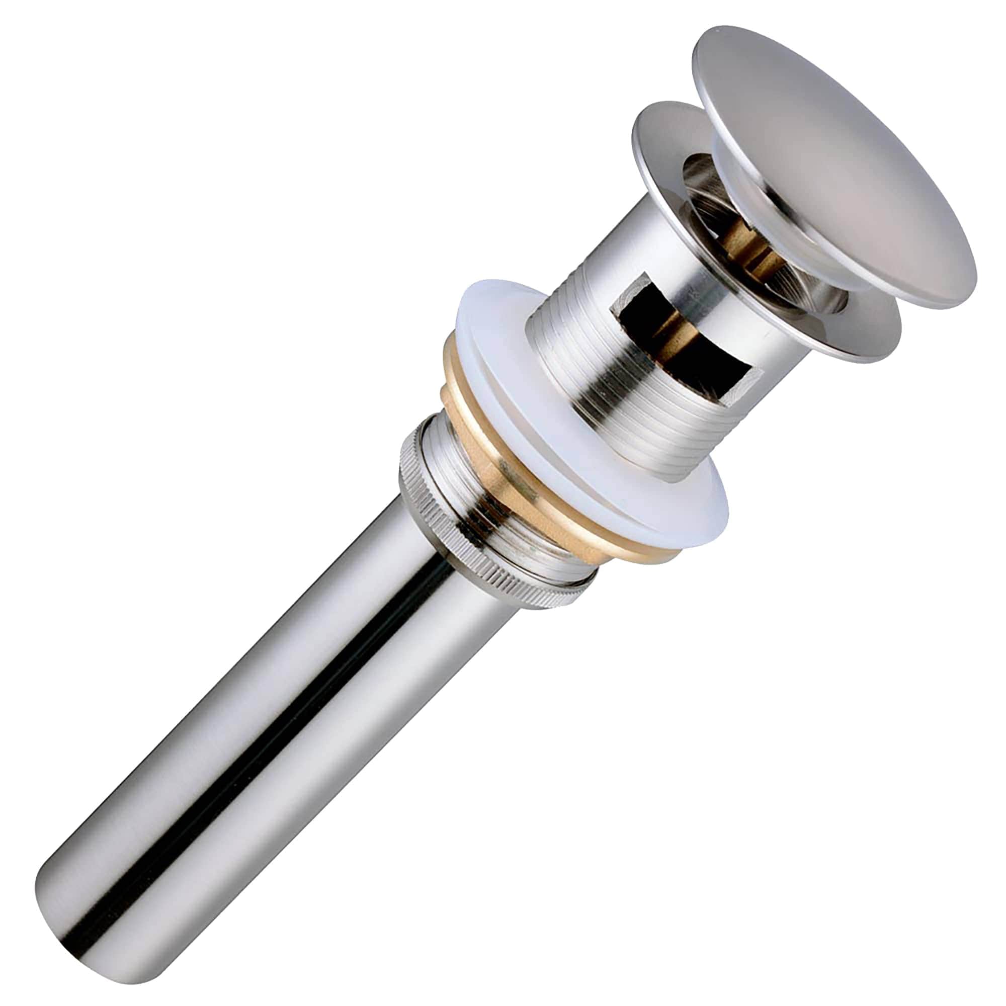 Yescom 81DRN004-B40OV-BN-LO  Bathroom Pop Up Drain with Overflow Lavatory Vessel Basin Sink Faucet Brass Brushed Nickel