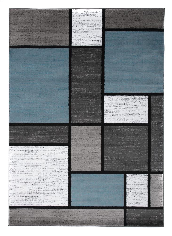 5x8 TURQUOISE BLACK WHITE MODERN CONTEMPORARY GRAY AREA RUG NEW 