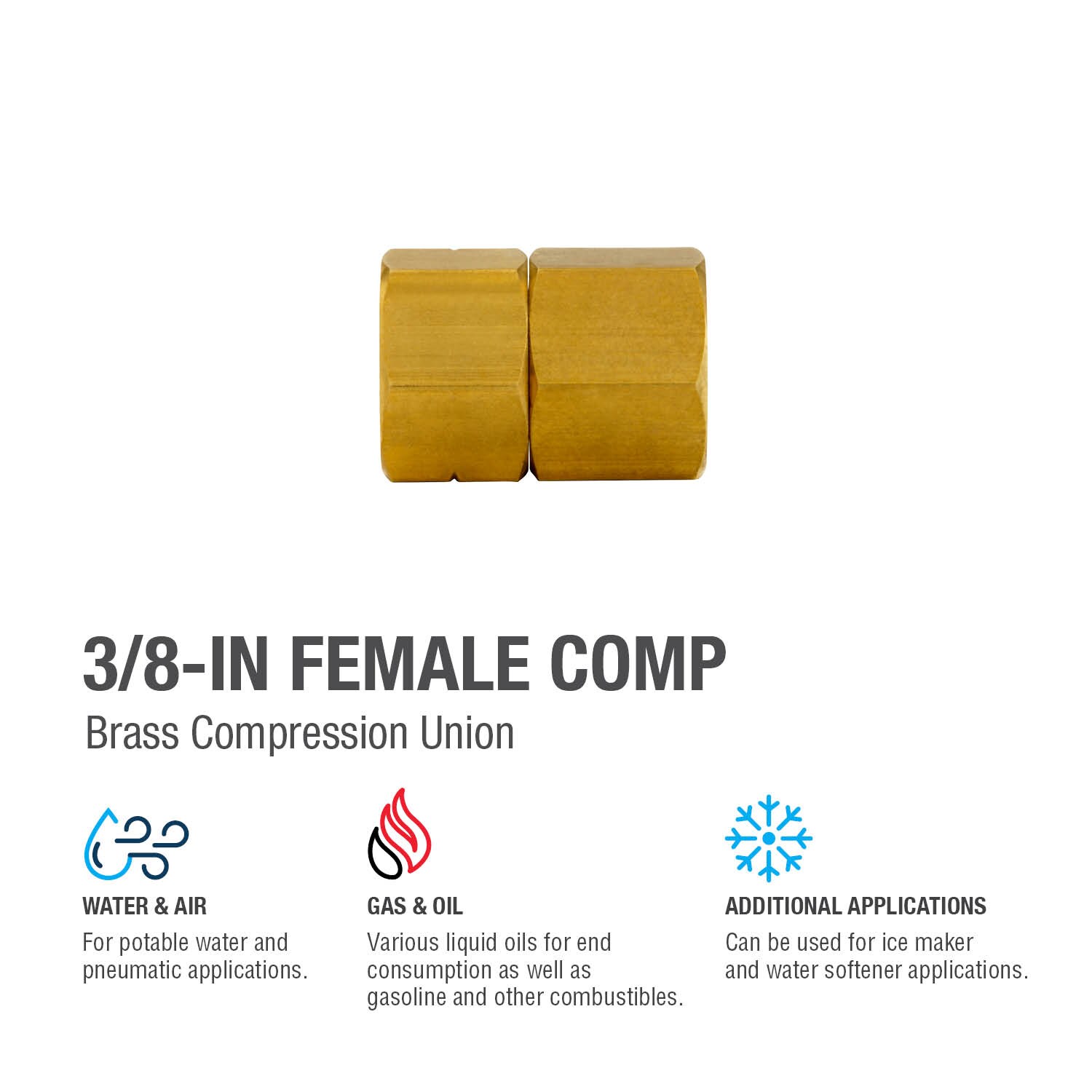 Proline Series Brass 3/8-in COMP x 3/8-in COMP Union