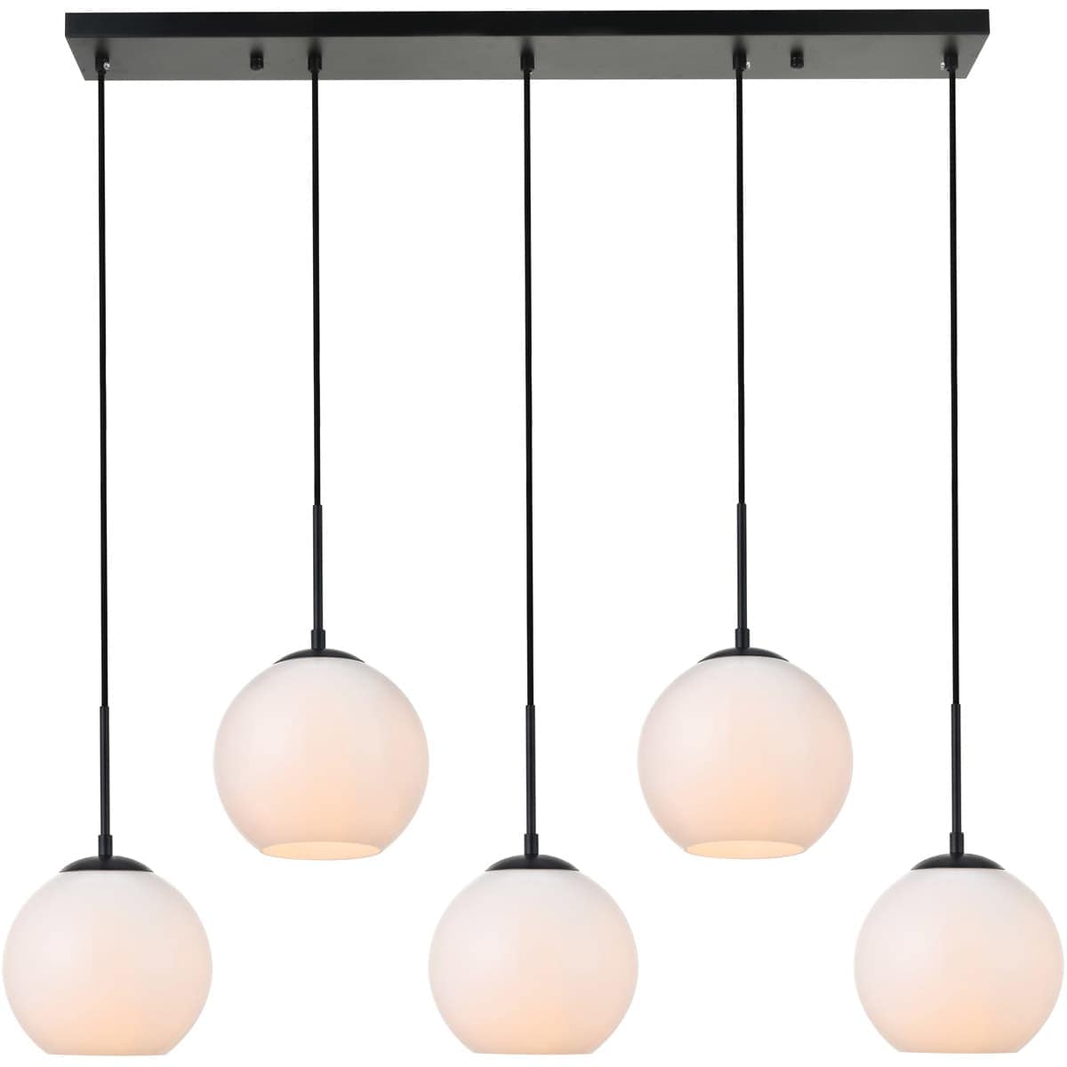 Elegant Lighting Living District LD2229BK Baxter 5 Light 42 inch Black Pendant Ceiling Light