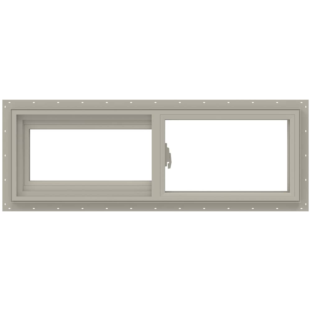 JELD-WEN LOWOLJW138500666 V-2500 35-1/2-in x 11-1/2-in Desert Sand Exterior Desert Sand Interior Left-Handed Vinyl Sliding Window Annealed Glass (Full Screen Included)
