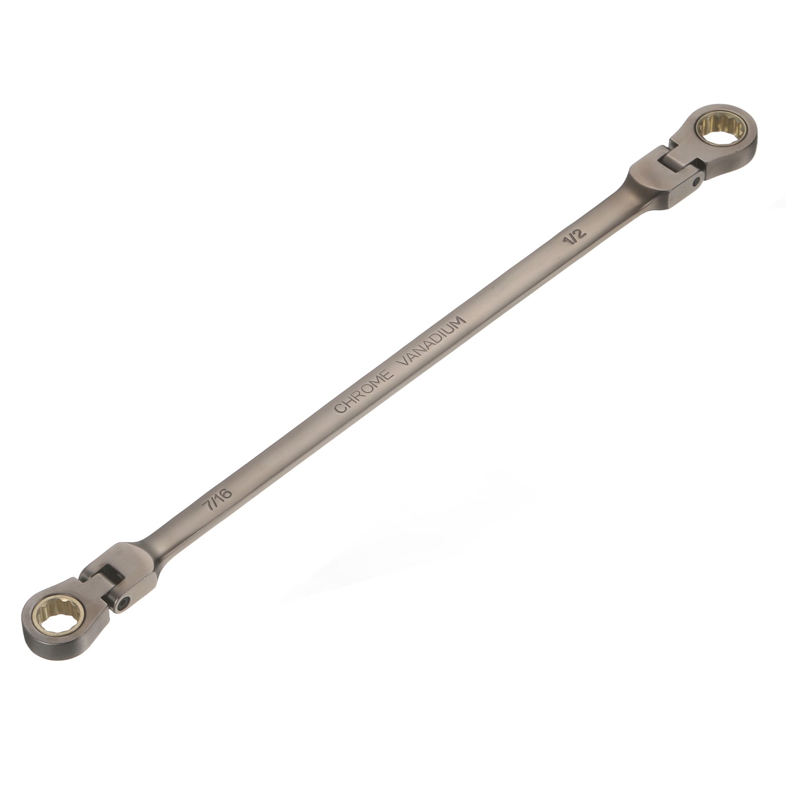 Harfington Double Box End Wrench 7/16 Inch x 1/2 Inch Extra Long Flex Head 72-Tooth 12-Point Ratcheting Wrenches 180 Degree CR-V Steel for Garage Repair DIY Black