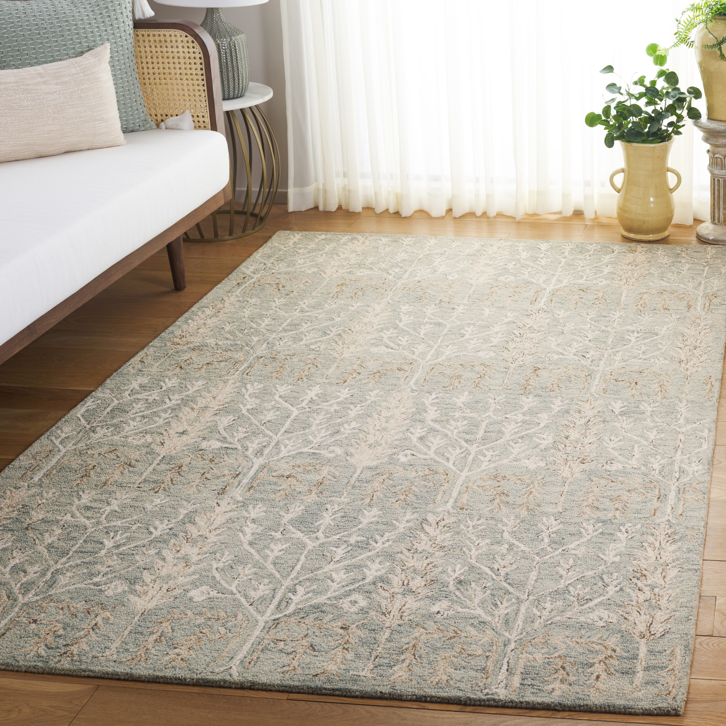  Jardin 852 Green/Beige Transitional 5Ft x 8Ft Medium Rectangle Rug