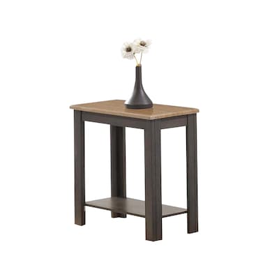 Walnut and Black Simple Relax Wooden End Table with 2 Drawers 
