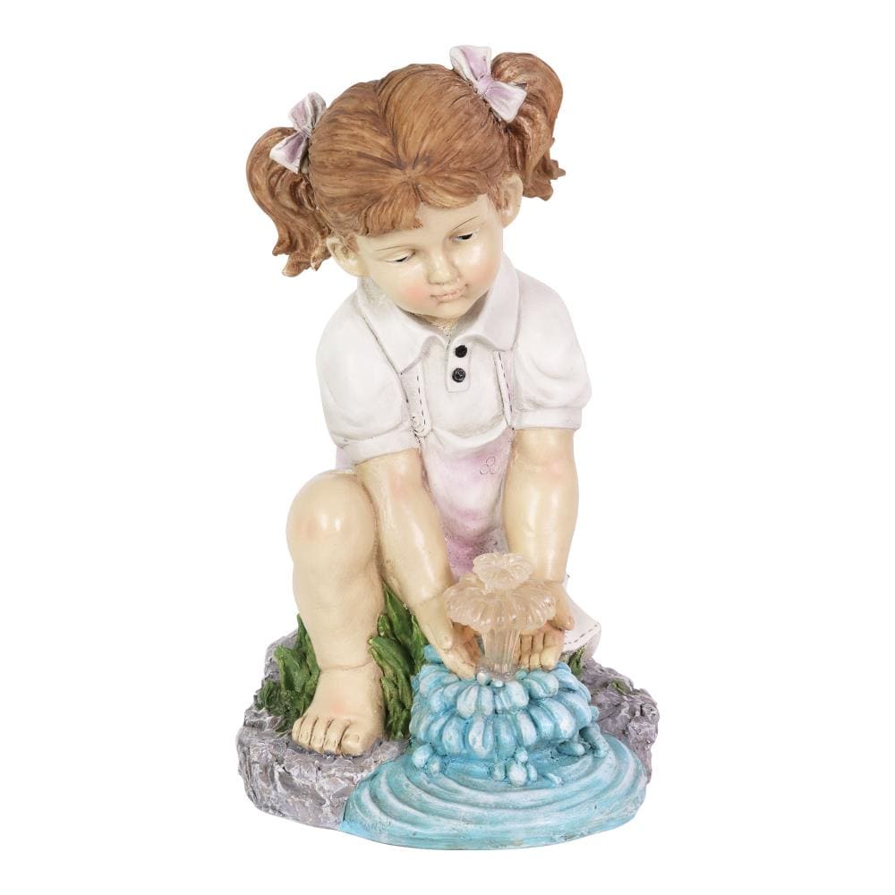 Exhart 72118-RS 13.19-in H x 7.48-in W Children Garden Statue