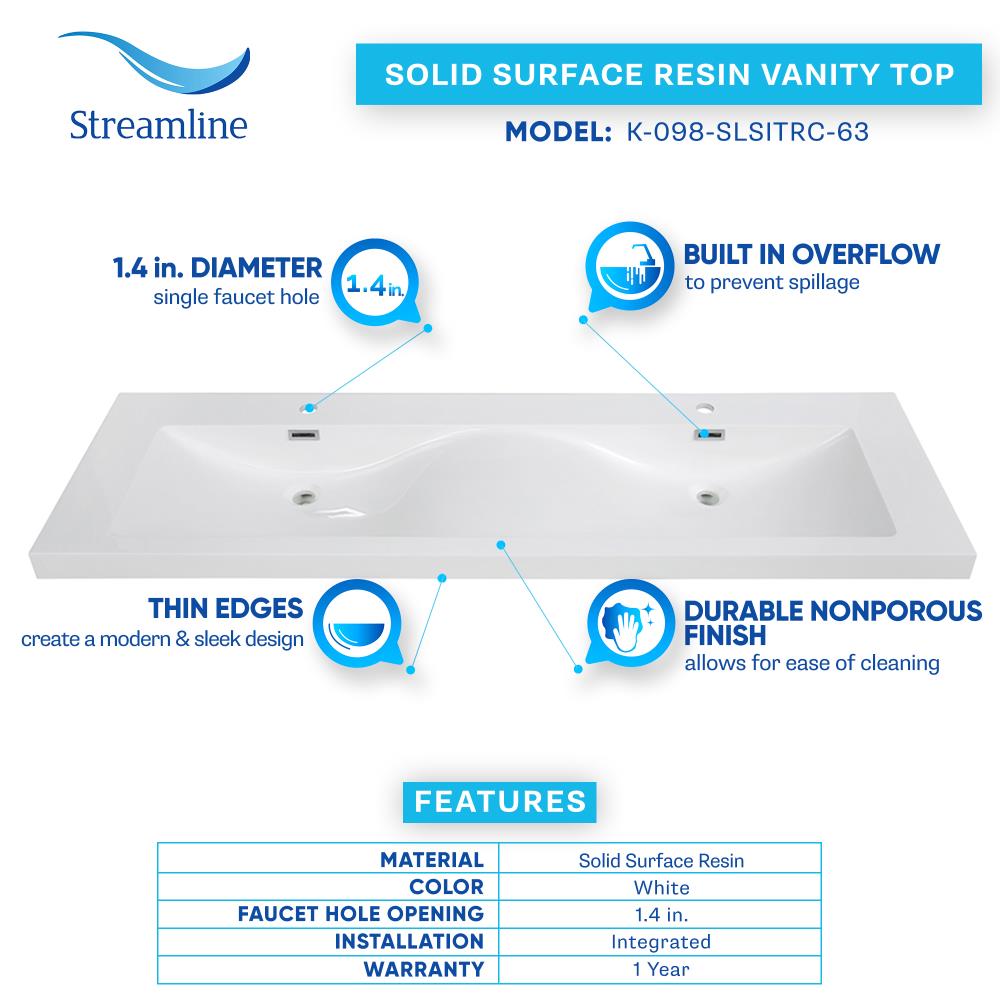 Streamline K-098-SLSITRC-63 Vanity-Tops - View #5
