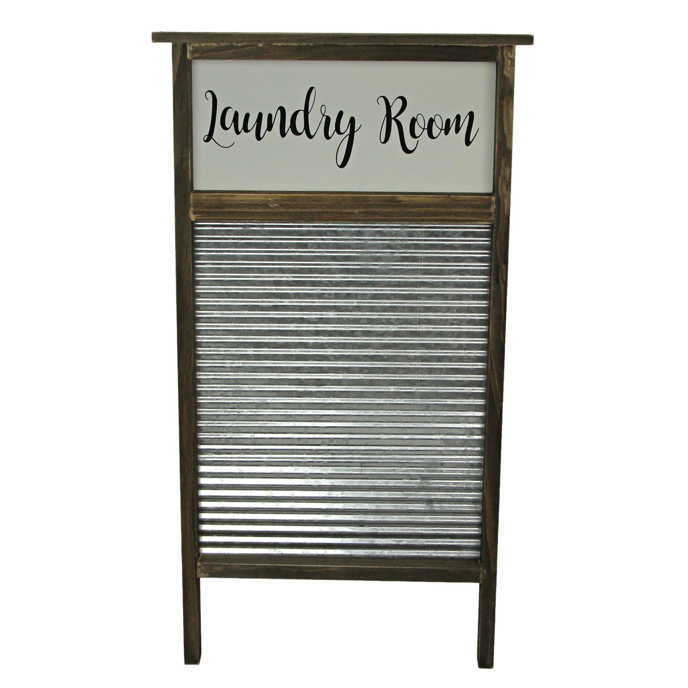 Things2Die4 DW74052 Wood and Metal Vintage Washboard Laundry Room Wall Hanging
