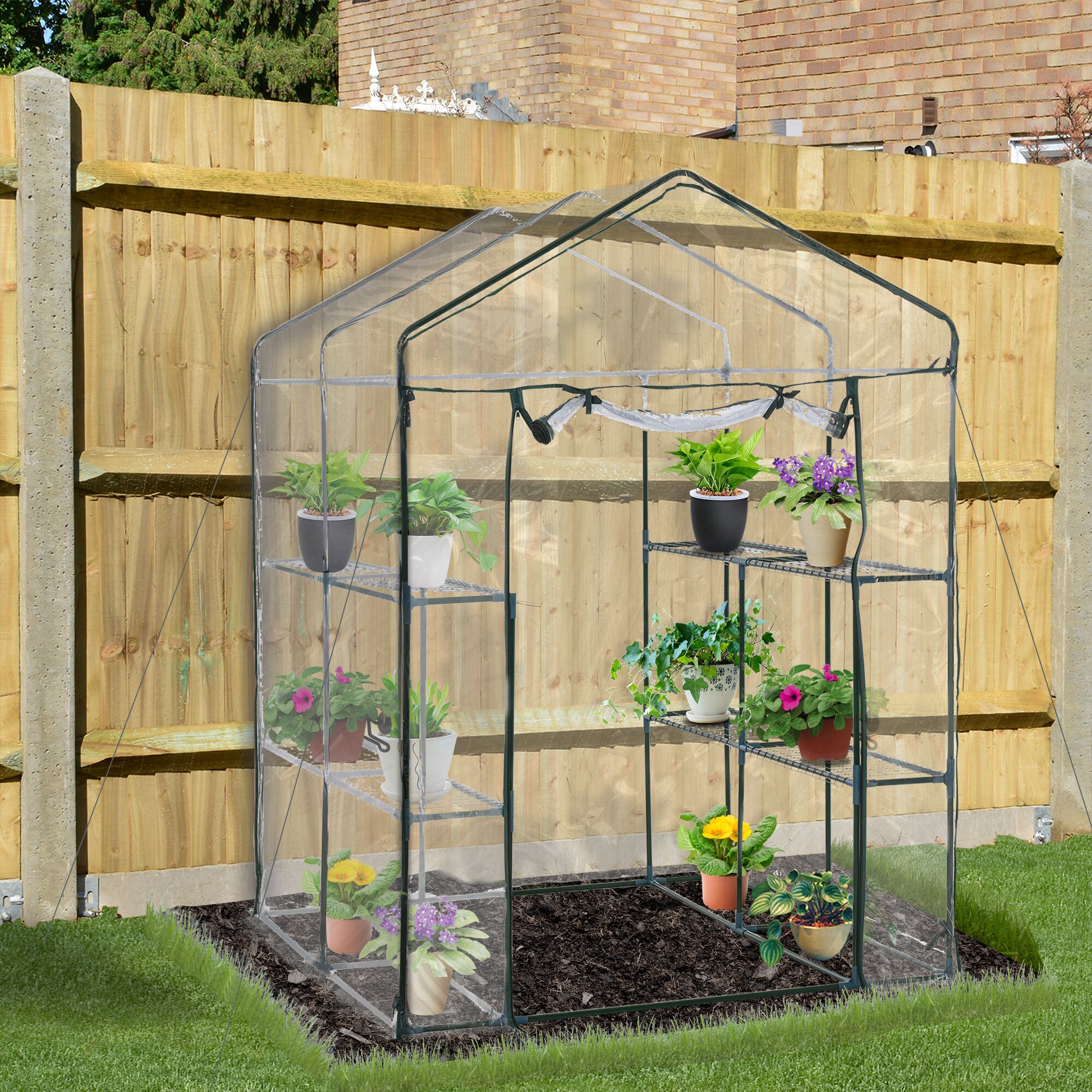 Our Outsunny 118 in. x 236.25 in. x 78.78 in. Metal Plastic Green Walk-in  Greenhouse Cover with 12-Windows and Zipper Door are of good quality, low  price, high quality and quantity