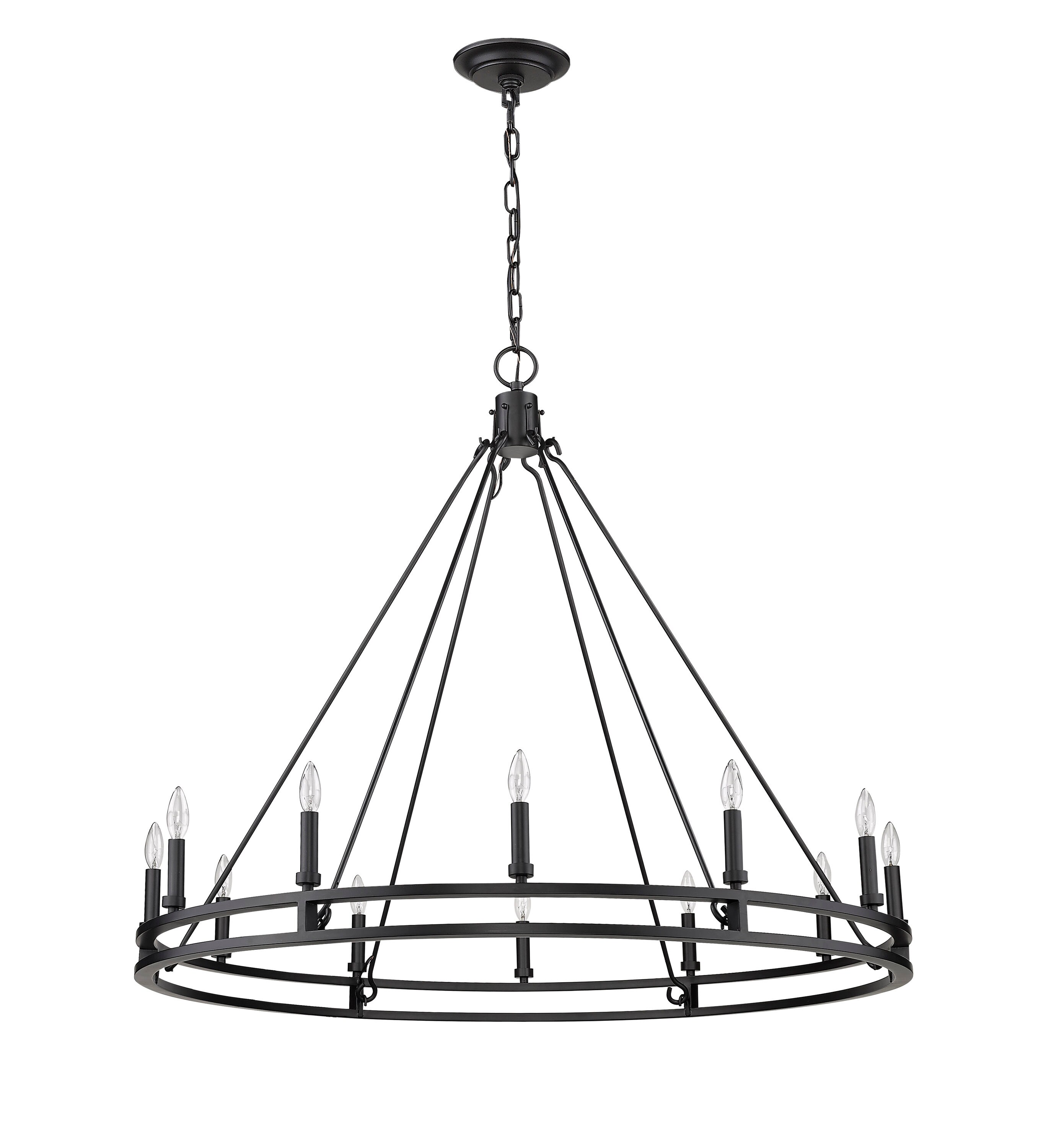 Dennison Geometric 12-Light Matte Black Metal Chandelier