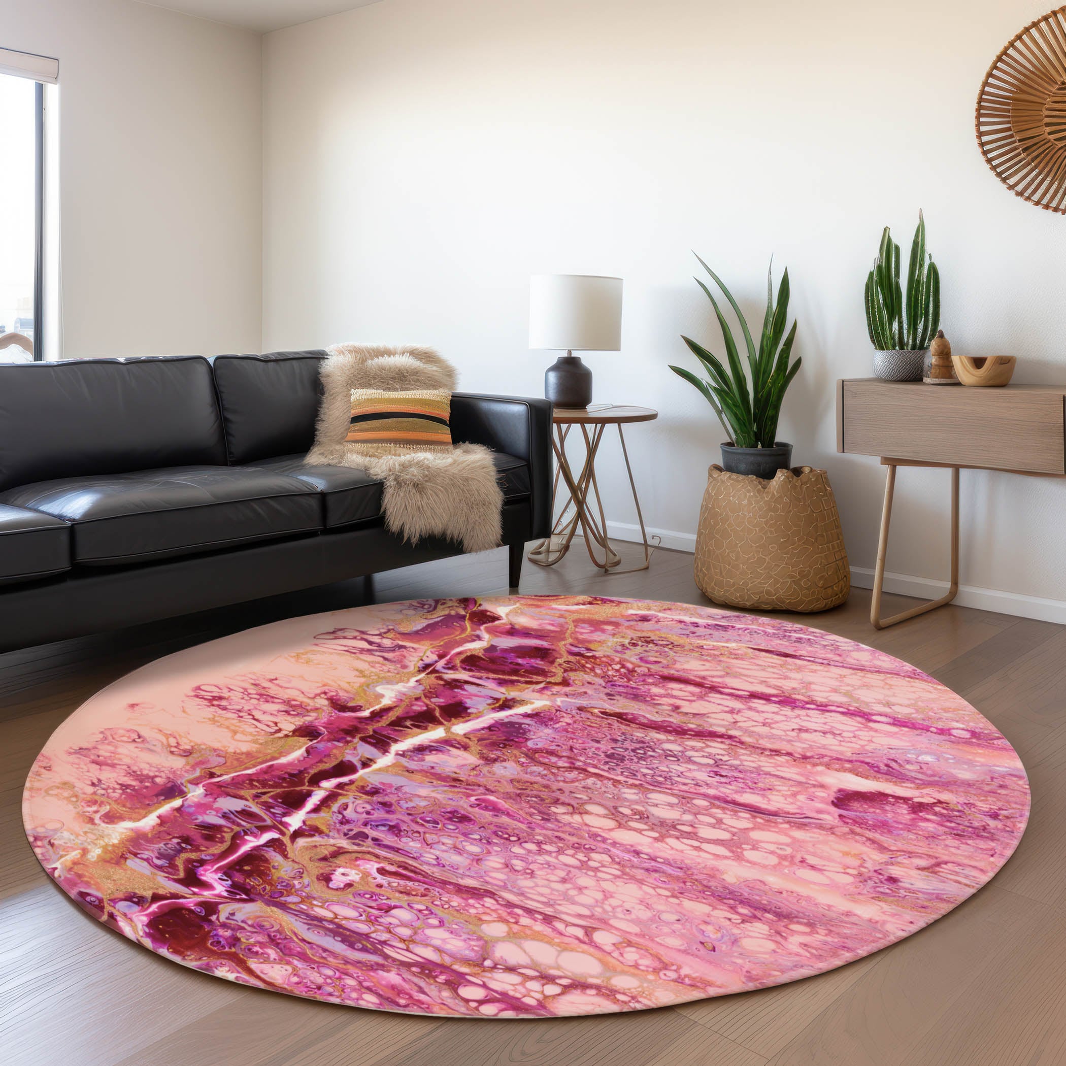 Addison Rugs AMF61BE8RO Mayfield AMF61BE 8 x 8 (ft) Loomed Berry Round Indoor Abstract Machine washable Pet Friendly Area rug