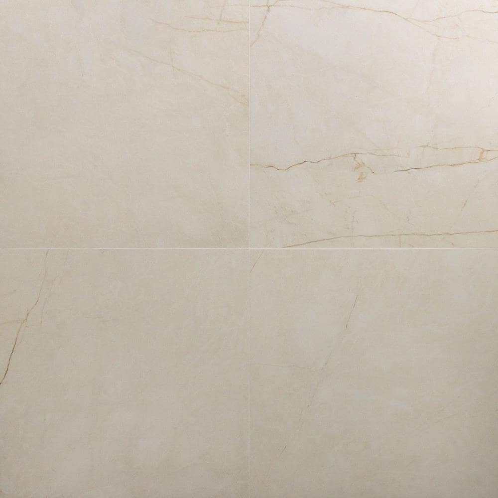 Artmore Tile EXT3RD101677 Grace Crema 24-in x 24-in Polished Porcelain Marble look Large format Floor and Wall Tile ( 15.49-sq ft Carton )