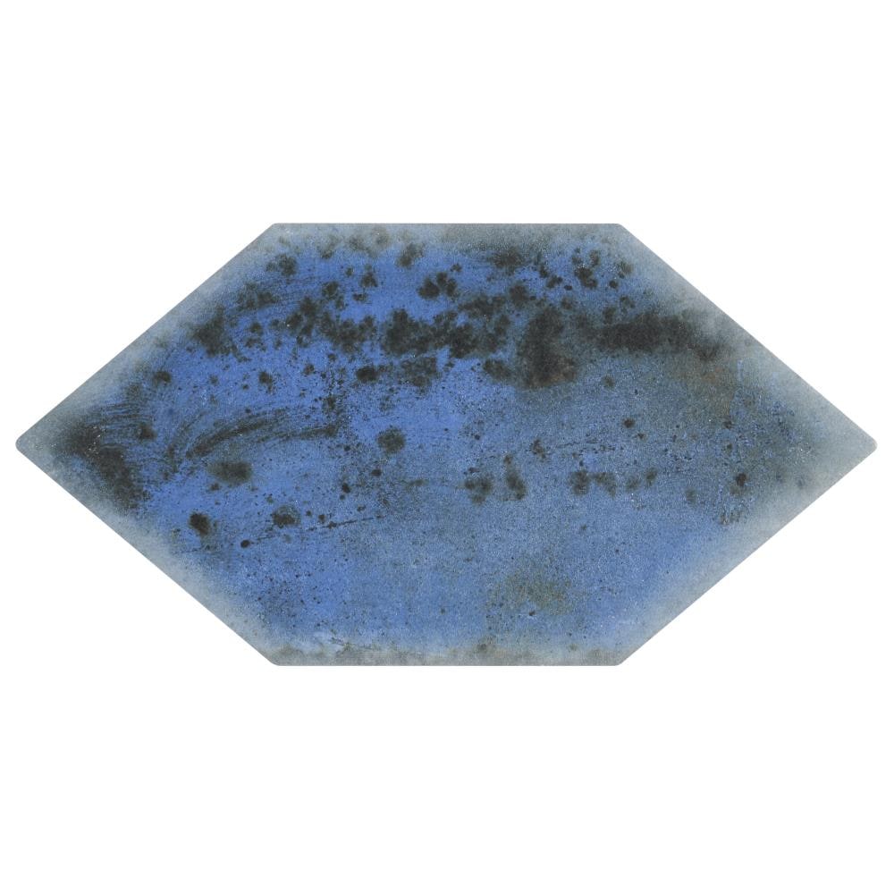 Artmore Tile EXT3RD106333 Sample - Bonsoir Blue 7-in x 13-in Matte Porcelain Encaustic Hexagon Floor and Wall Tile