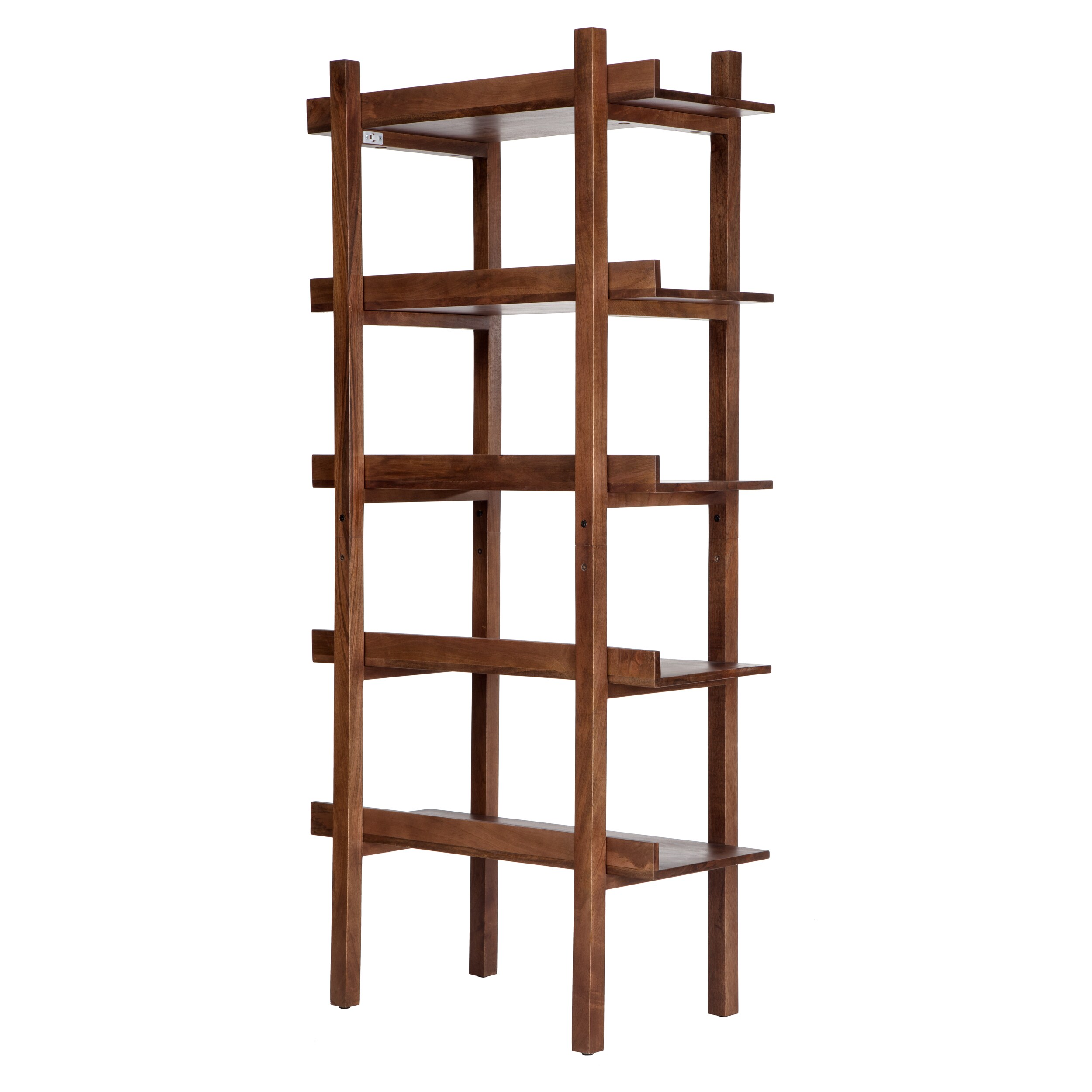Madeleine Home Bookcase Walnut Wood 5-Shelf Bookcase (32-in W x 65-in H ...