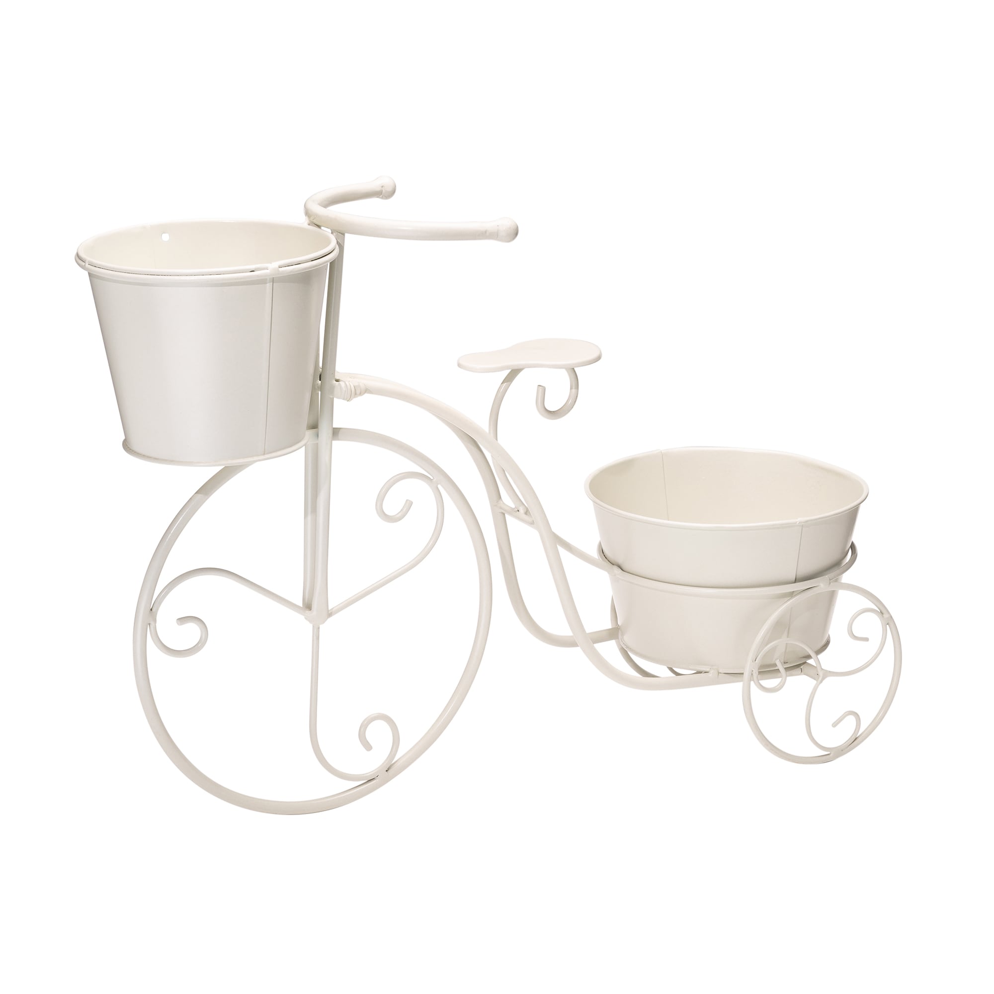 Glitzhome GH2007200027 15.0-in W x 21.5-in H x 15-in D White Metal Indoor/Outdoor Planter Stand Included