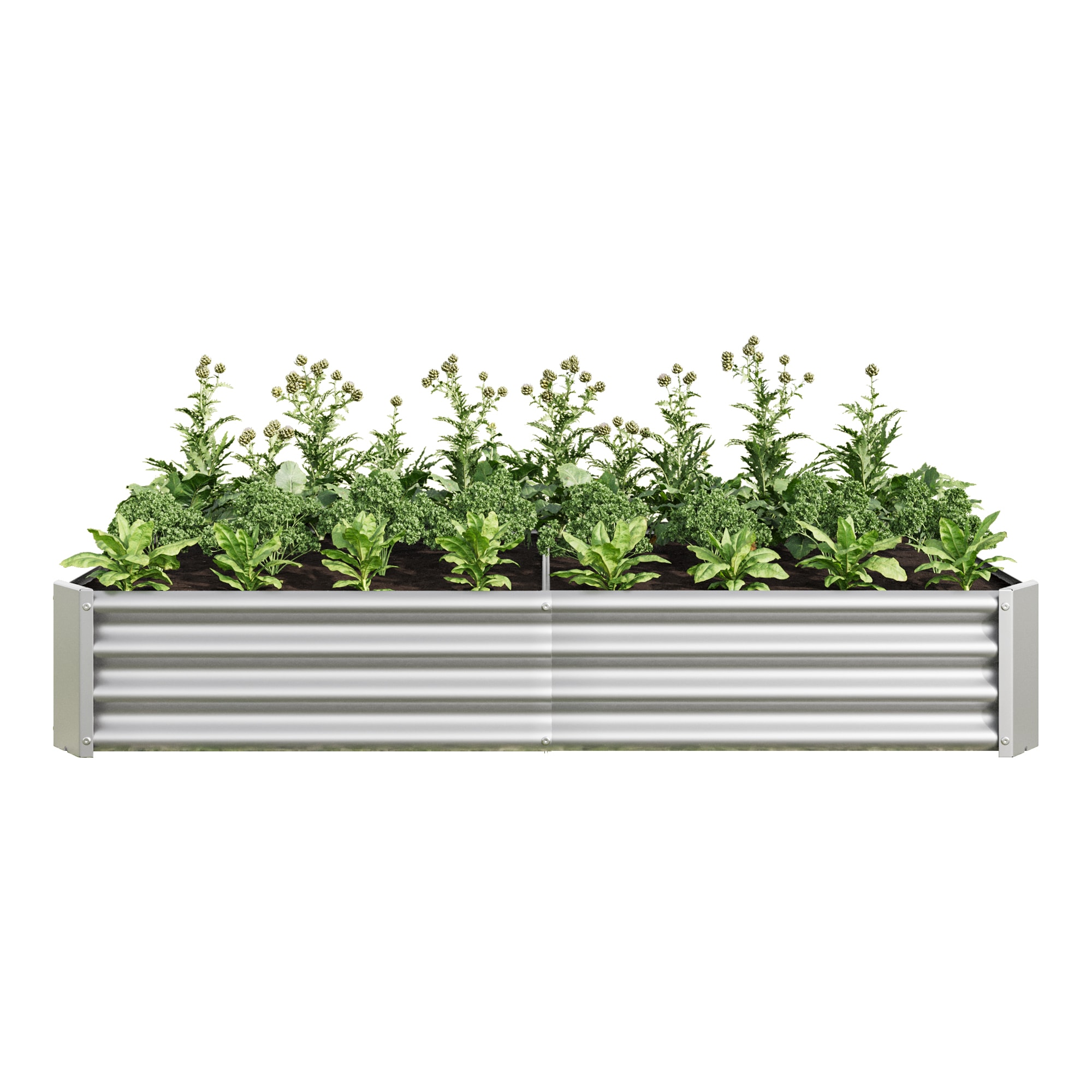 Flynama J-V-091004 35.83-in W x 70.87-in L x 11.81-in H Silver Metal Raised Garden Bed