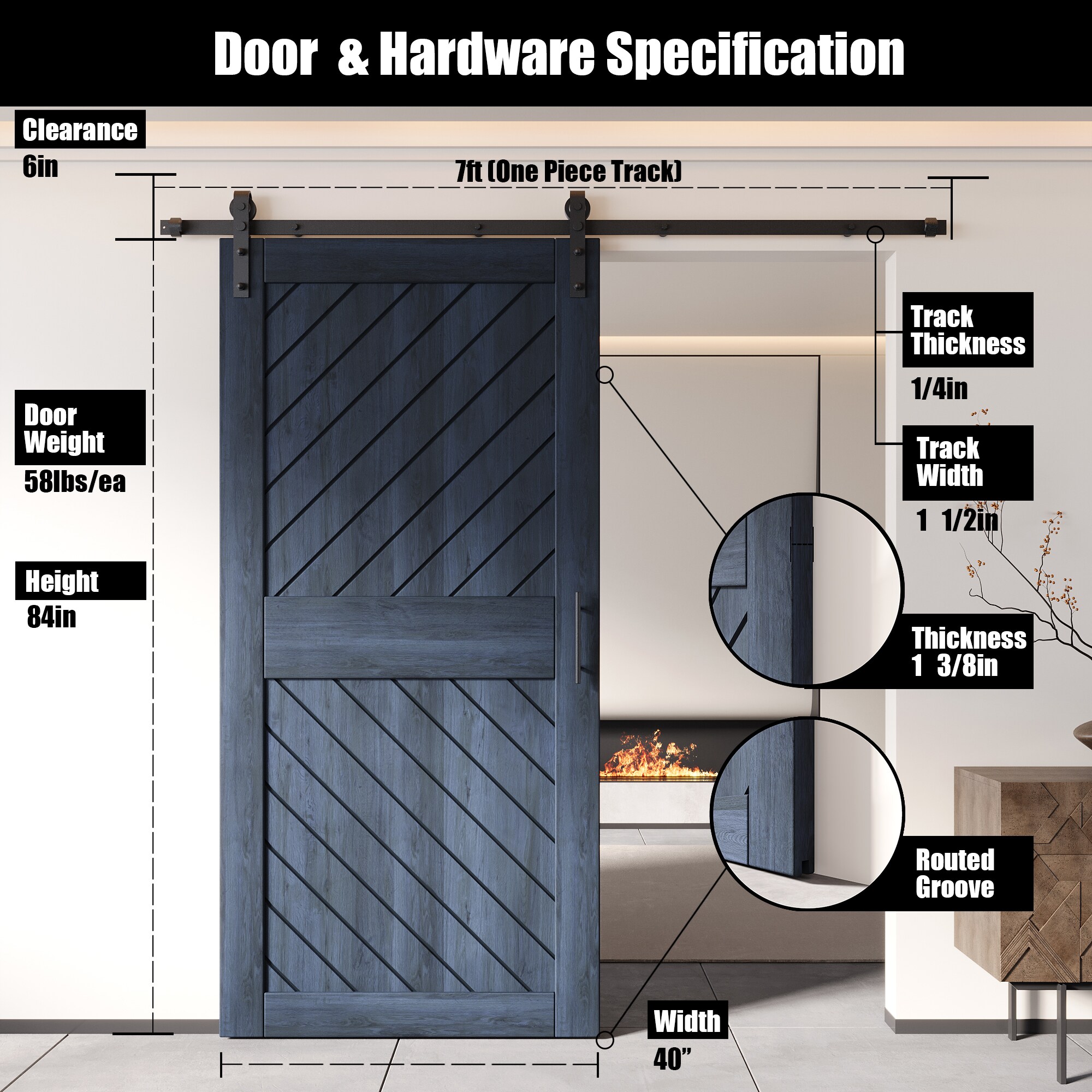 HOMACER YT1H084C-XT3-4084-NA Barn-Doors - View #2