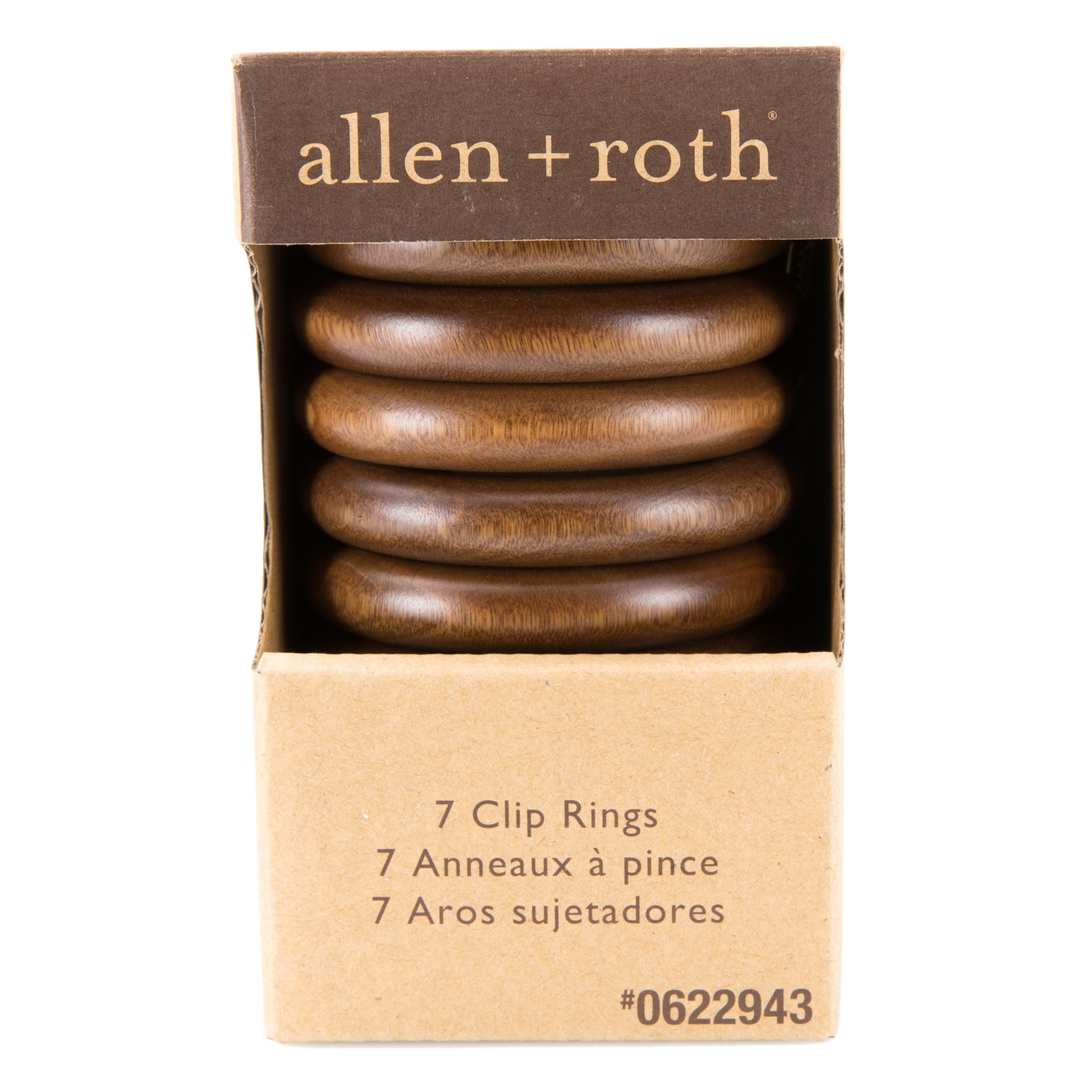 allen + roth 7-Pack Tobacco Wood Curtain Ring with Clip in the Curtain  Rings department at