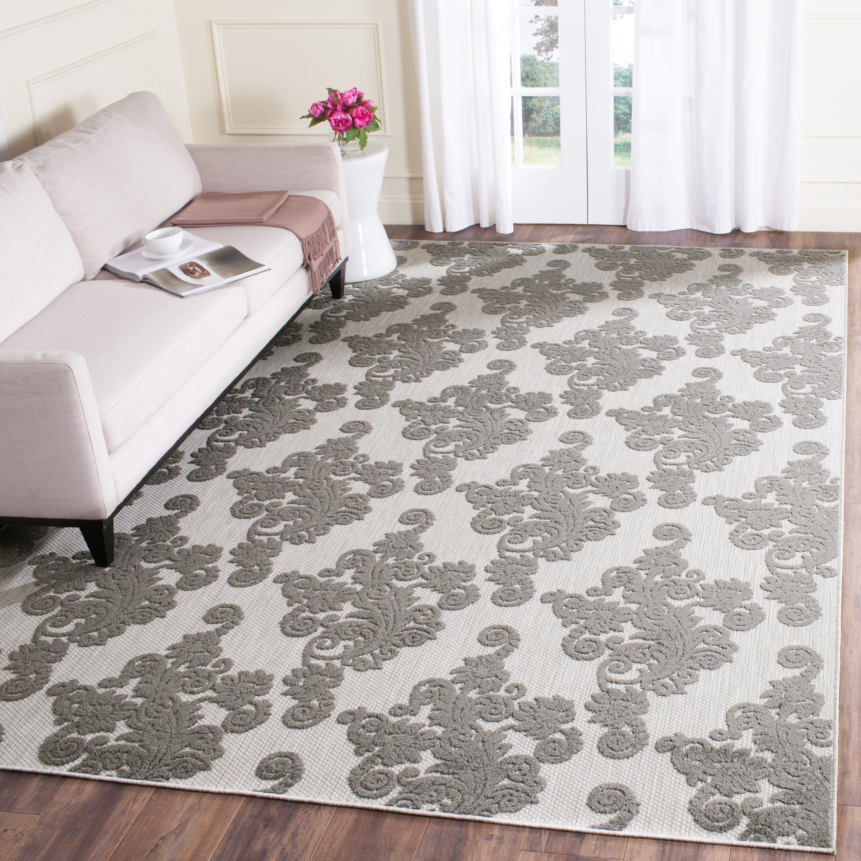 Cottage 909C Cream Grey 8ft x 11ft-2in Large Rectangle Rug