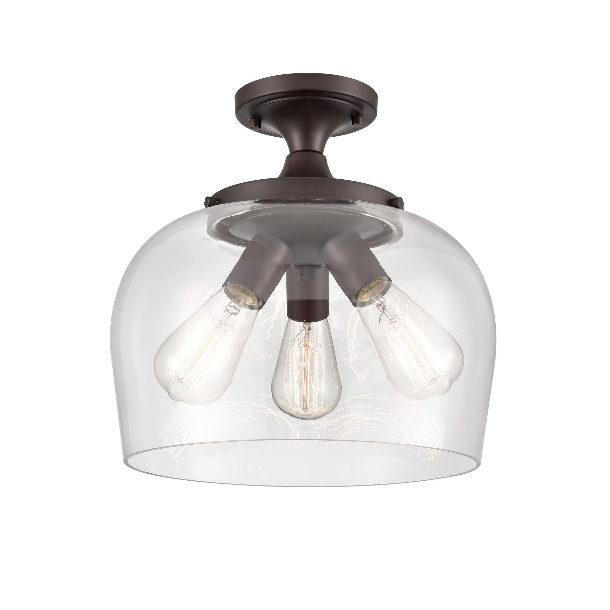 Millennium Lighting - Ashford 13-in Rubbed Bronze Indoor 3 -Light Semi-flush Mount Light with Cle...