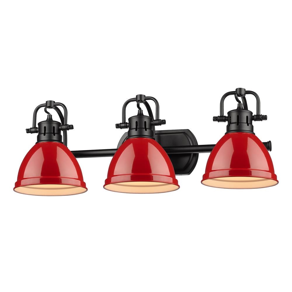 Golden Lighting 3602-BA3 BLK-RD Duncan 24.5-in 3 -Light Matte Black Transitional Vanity light