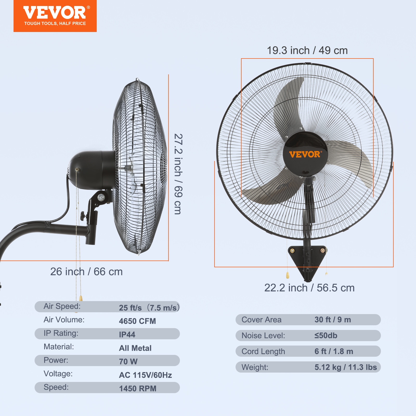 VEVOR GYBGSFSYCSF203K0JV1 Wall-Mounted-Fans - View #8
