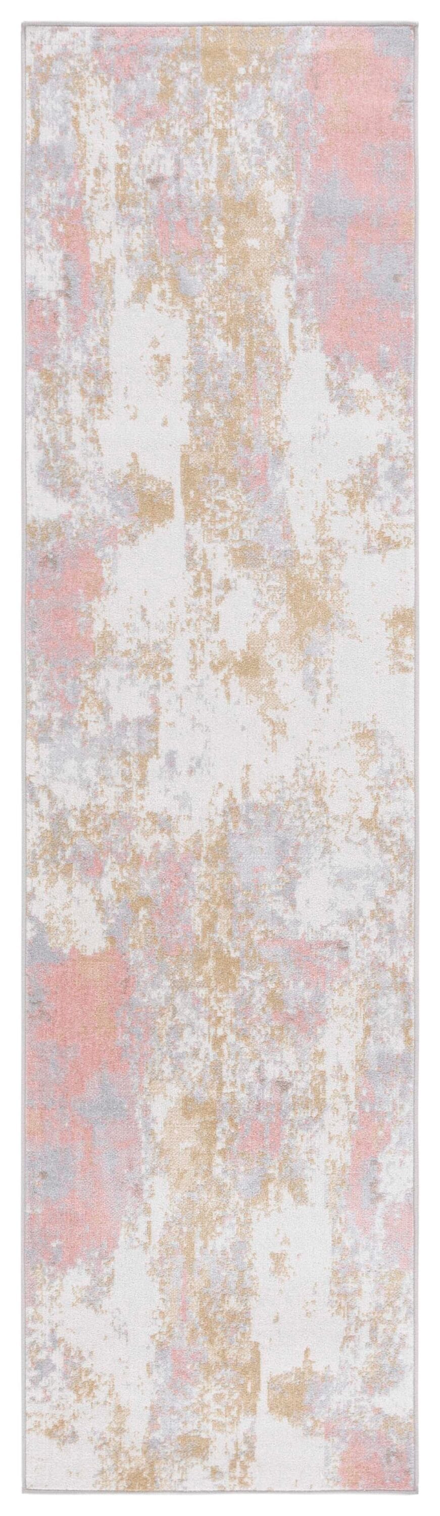 Ivory and Grey Flat Woven Synthetic Runner Rug