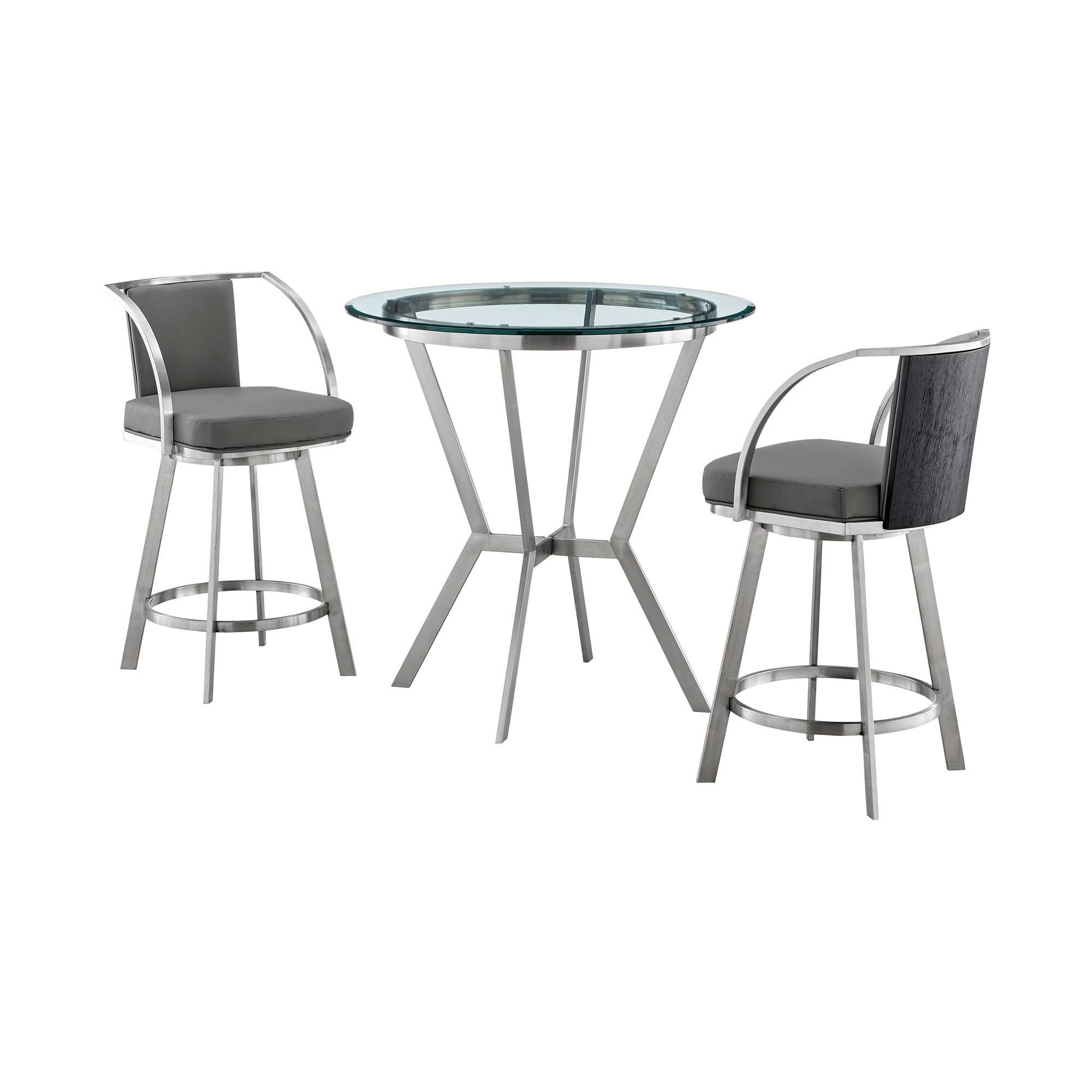 Armen Living SETNMLVGRBS3 Walnut Contemporary/Modern Dining Room Set with Round Table ( Seats 2 )