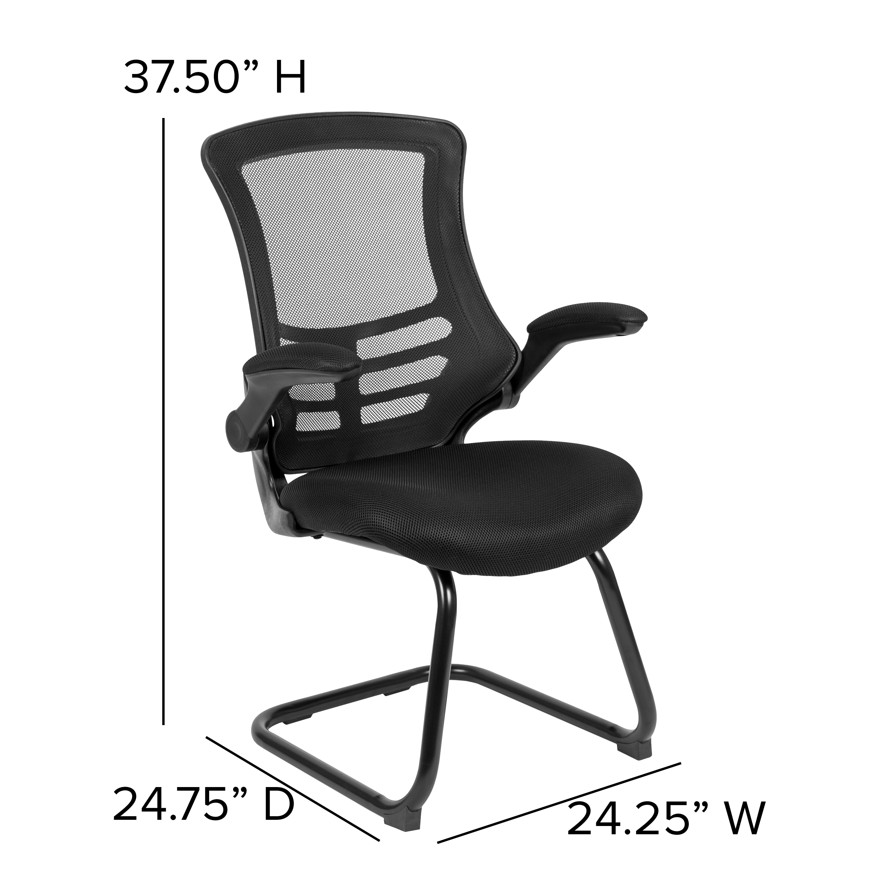 Polyester Plastic Portable Office Writing Pad Chair, Black