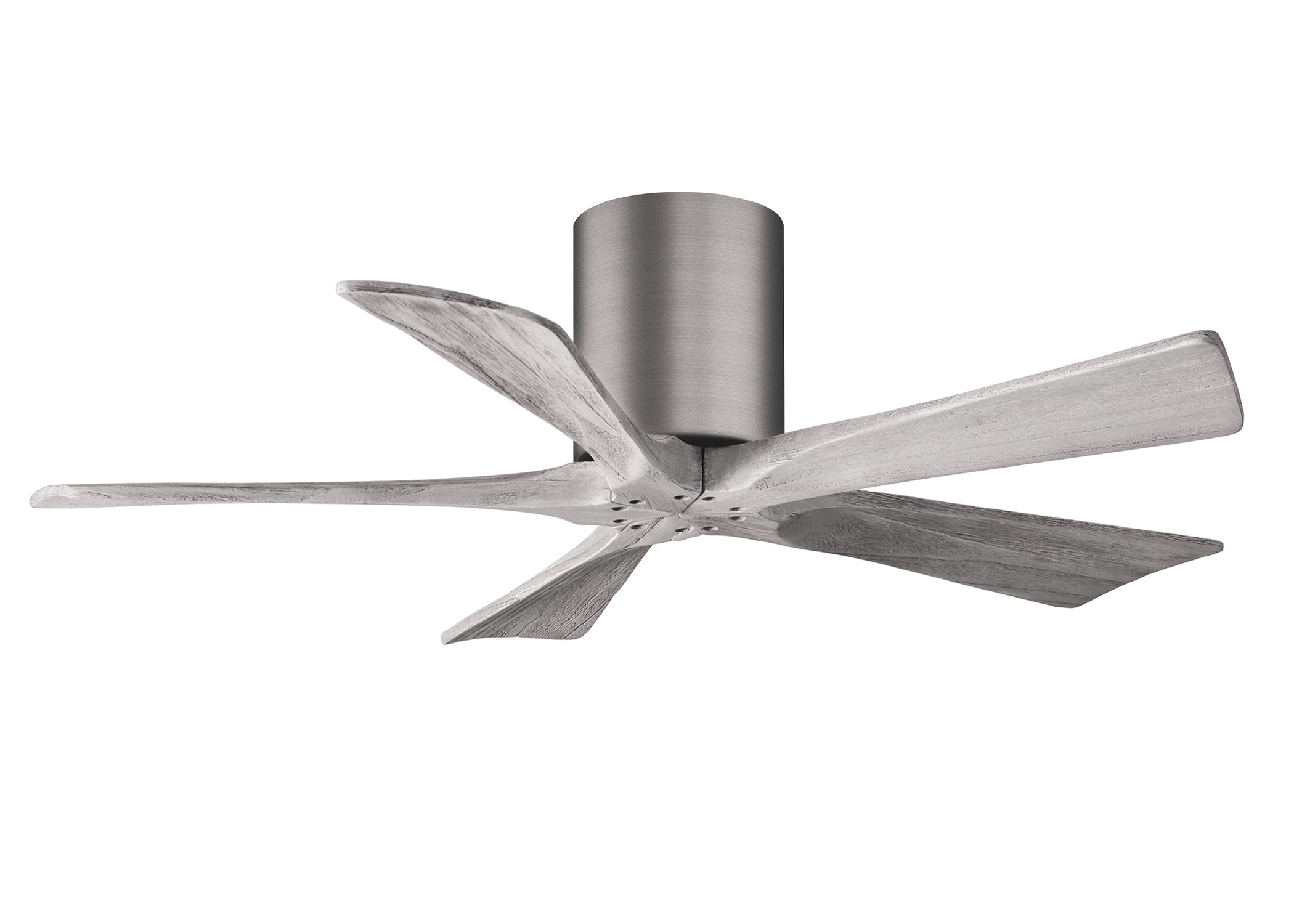 Matthews Fan Company IR5H-BP-BW-42 Irene 42-in Outdoor Flush Mount Brushed Pewter with Barnwood Tone Blades Ceiling Fan Without Light - Remote Included ( 5 -Blade )