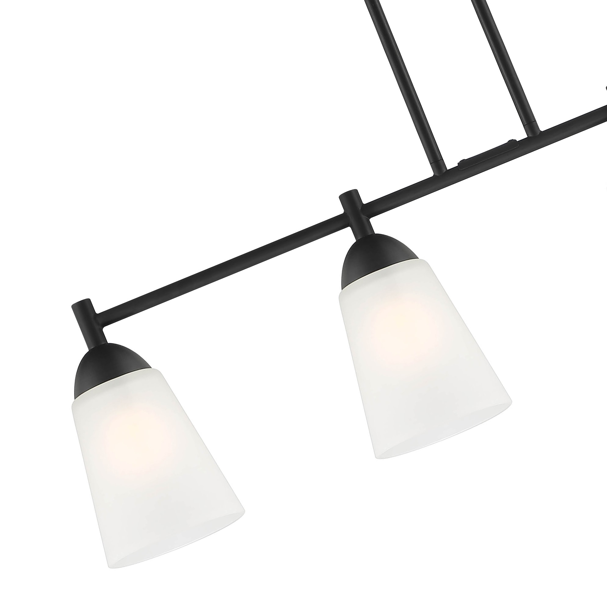 Malone 34" Matte Black Transitional Island Light with Frosted Glass