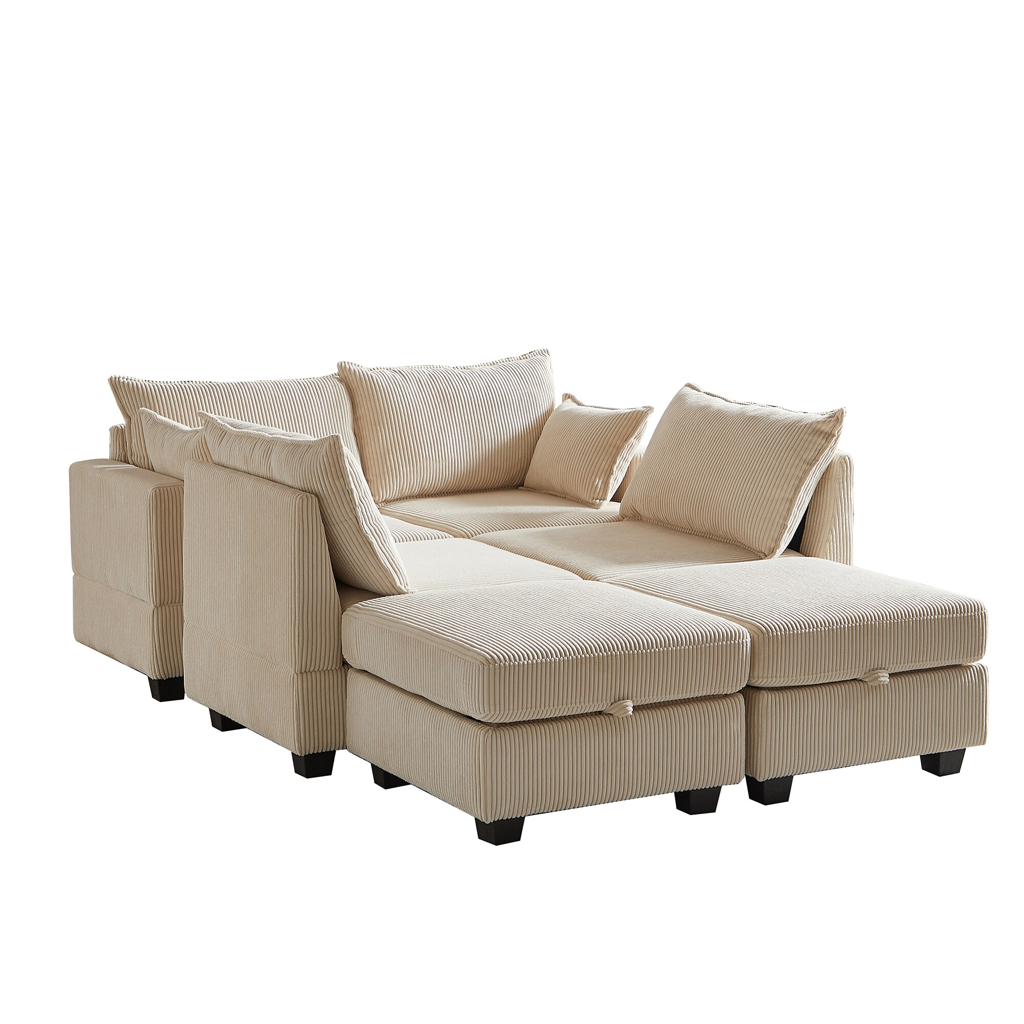 Bybafun YA3700450 113.5-Inches Modern Beige 6+ -seater Reclining Sectional