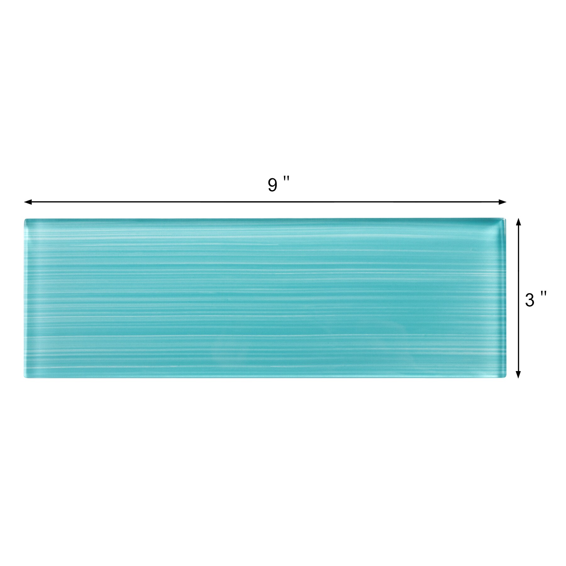 Aqua Blue Hand Painted Polished Glass Subway Wall Tile
