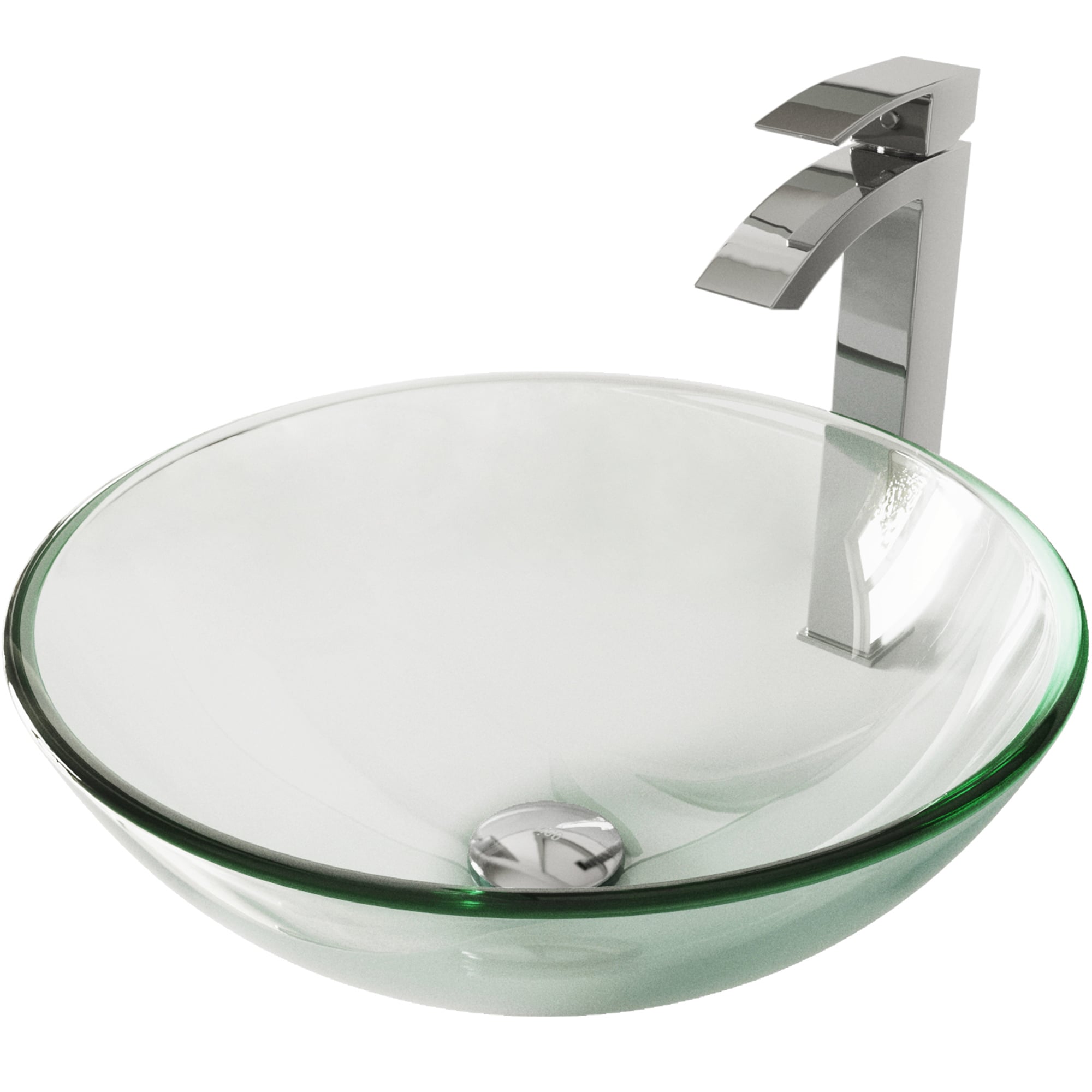 VIGO VGT890 Vessel sink Glass Vessel Round Modern Iridescent Bathroom Sink with Faucet Included with Drain Included ( 17-in x 17-in )
