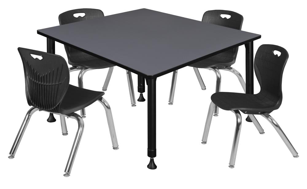 Regency TB4848GYAPBK45BK Classroom Tables Gray 4-Person Training Table (48-in W x 34-in H)