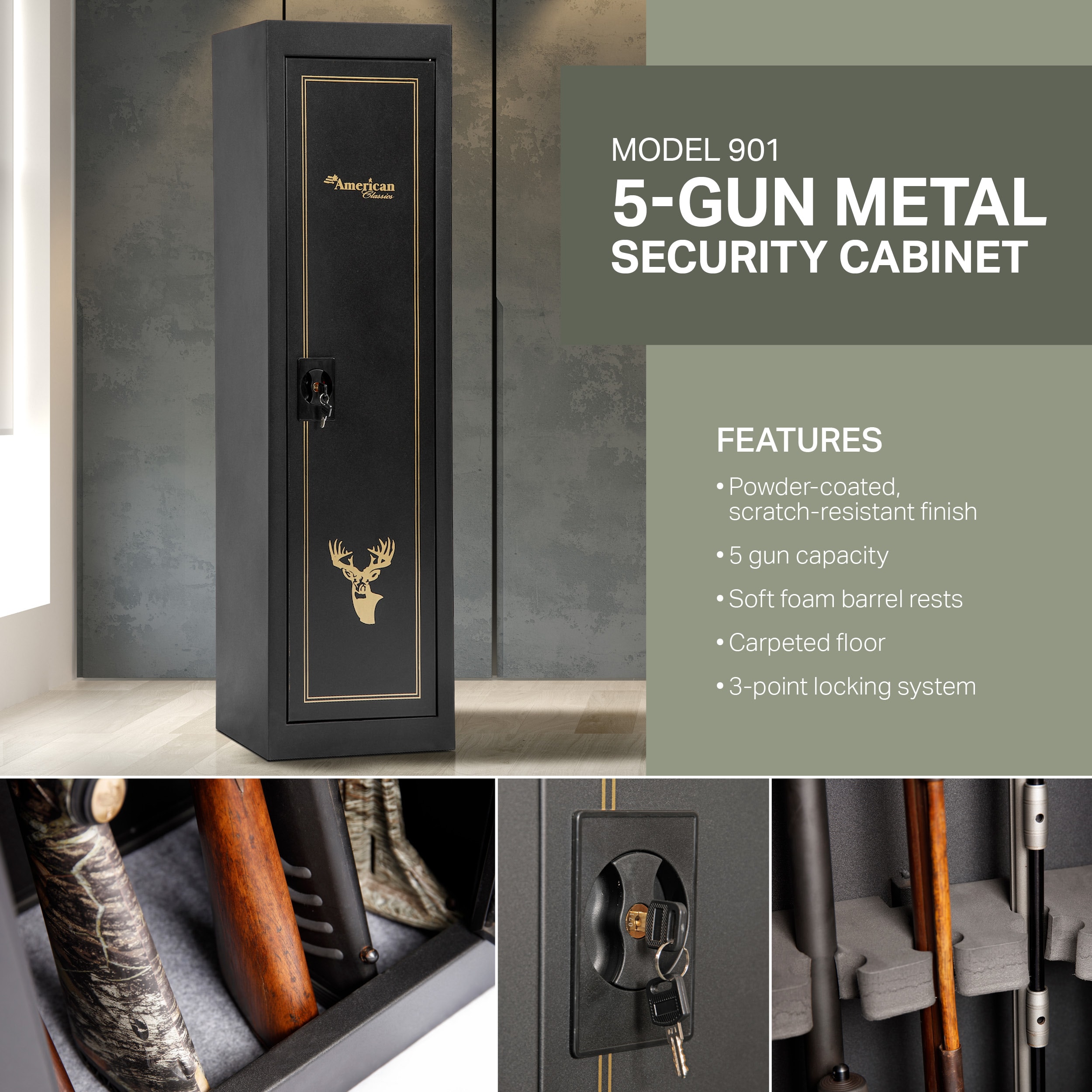 American Furniture Classics Gun security collection 5-Gun Keyed Gun ...