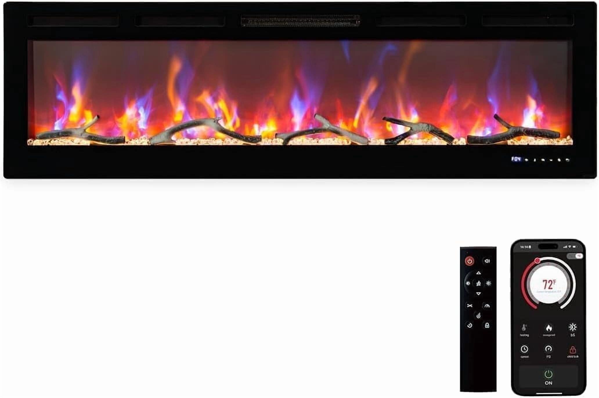 GAOMON 80 Inch Ultra Thin Electric Fireplace Insert- Recessed Wall Mount Dual Use- 12 Flame Colors- WiFi Remote Touchscreen Adjustable Thermostat Modern Home Heater Sansujyuku sansujyuku.com