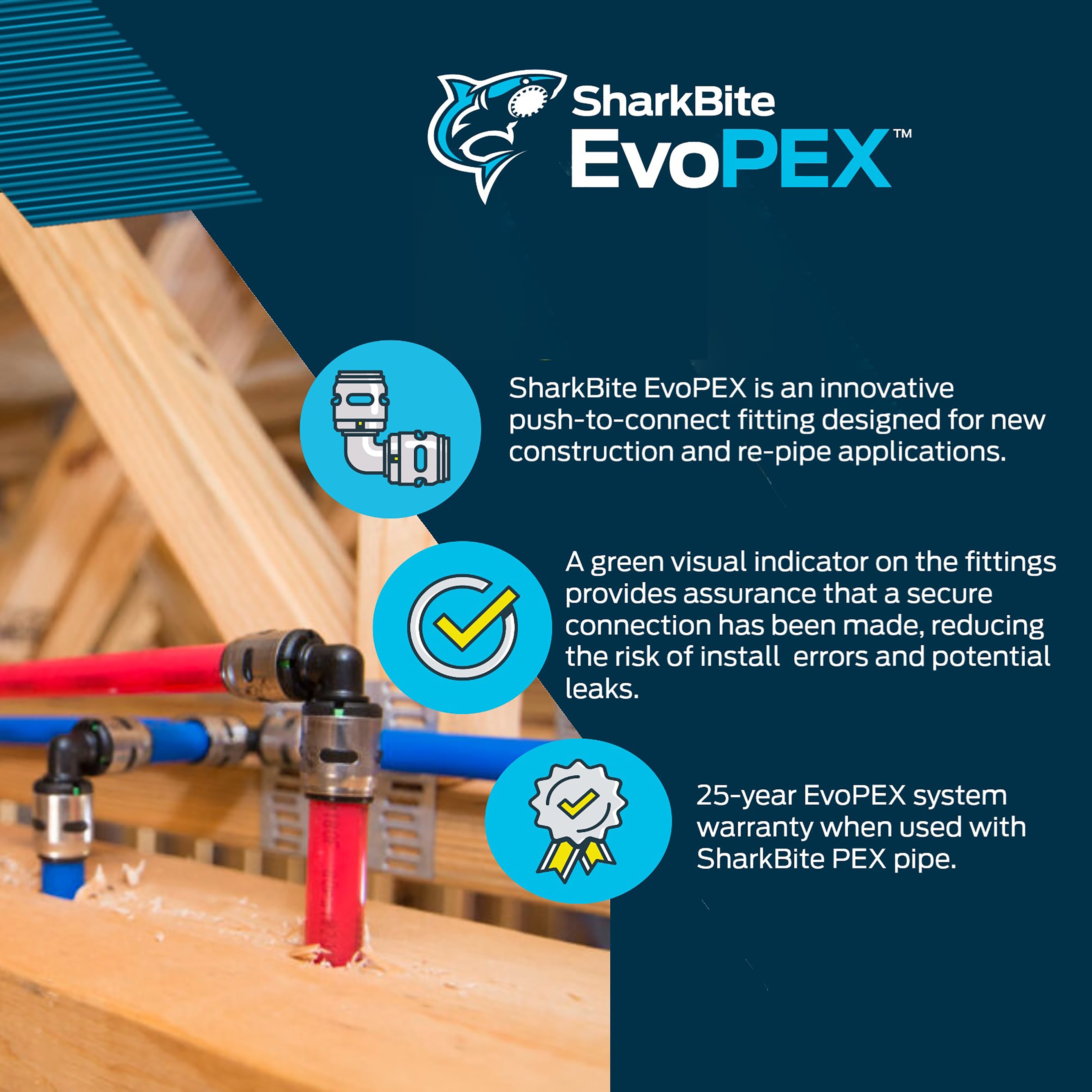 SharkBite EvoPEX 1-in Push-to-Connect Standard Tee (3-Pack) in the Push to  Connect Fittings department at
