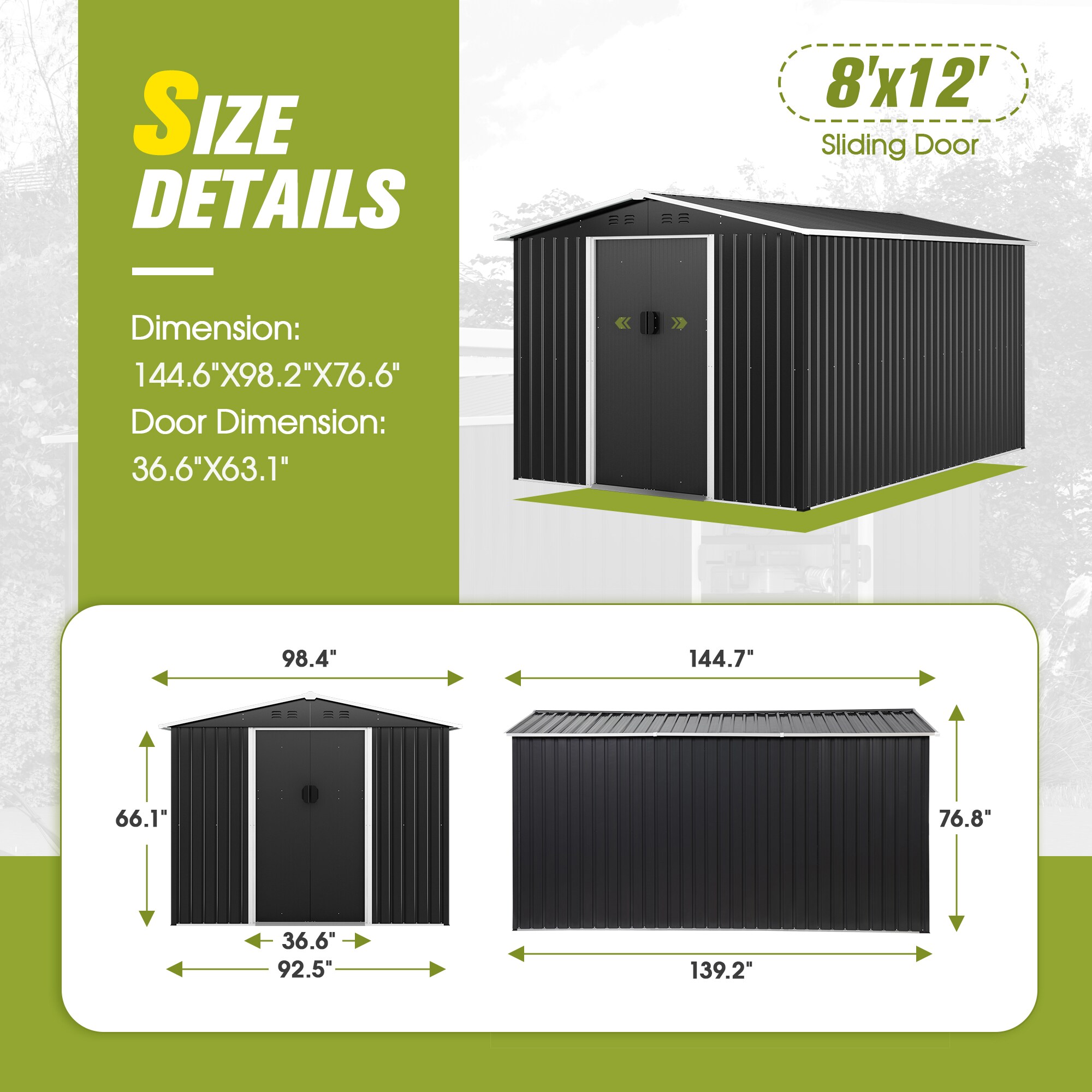WELLFOR XDJ388BR Metal-Storage-Buildings-Sheds - View #3
