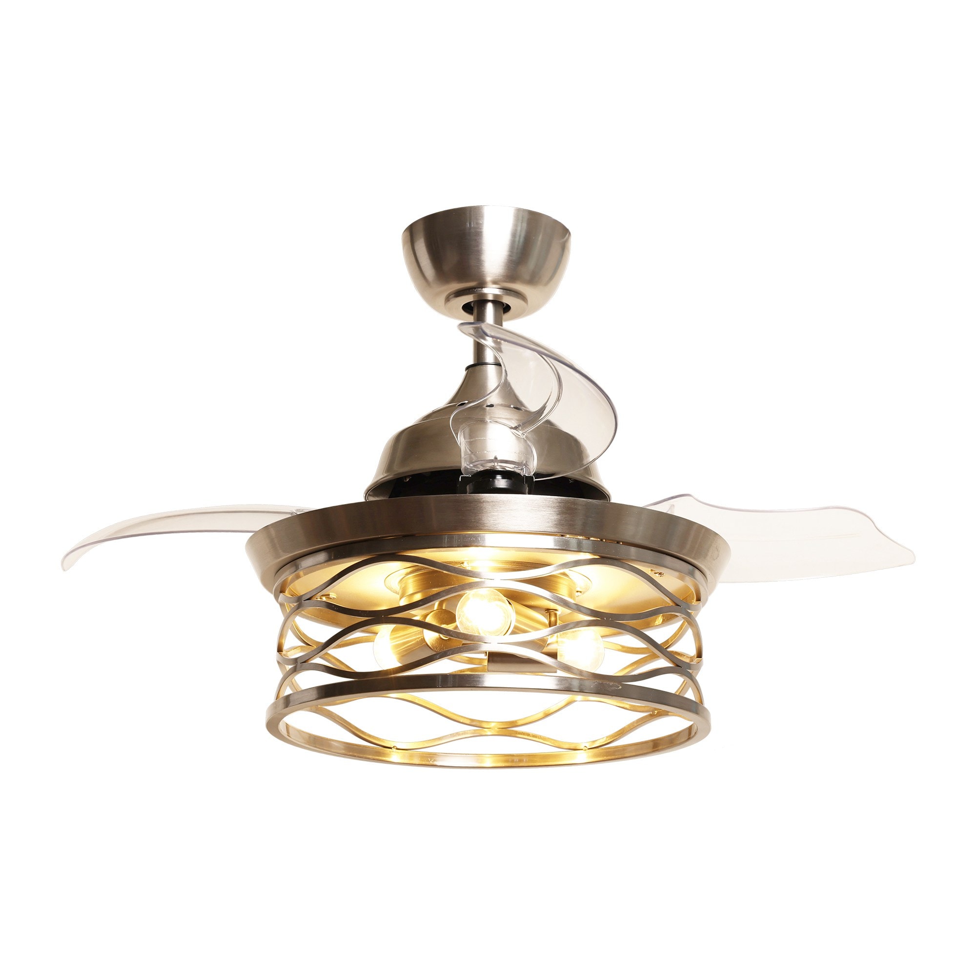 Parrot Uncle F3515110V 36-in Satin Nickel Indoor Fandelier Ceiling Fan and Remote (3-Blade)