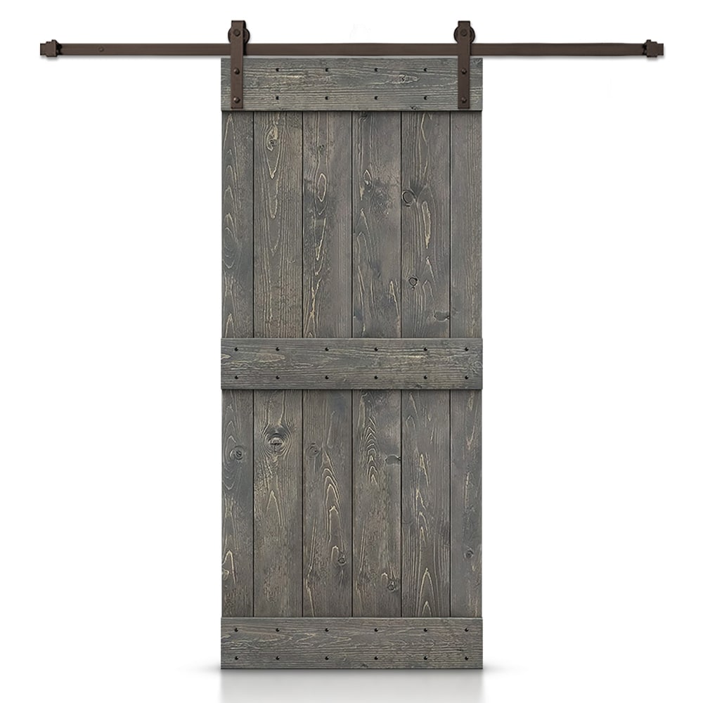 Calhome 30-in X 84-in Gray Pine Wood Solid Core Barn Door (hardware 