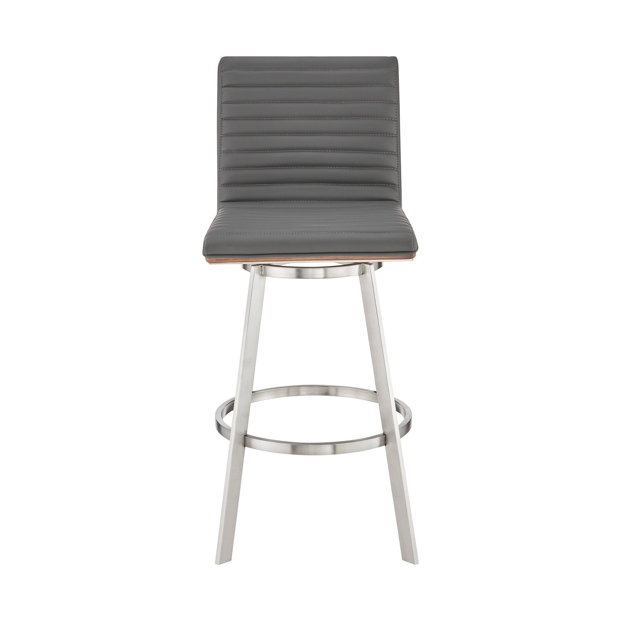Armen Living LCNKBAWABSGR30 Brushed Stainless Steel Finishing 29.0-Inches H Bar height Bucket seat Upholstered Swivel Metal Bar Stool Back