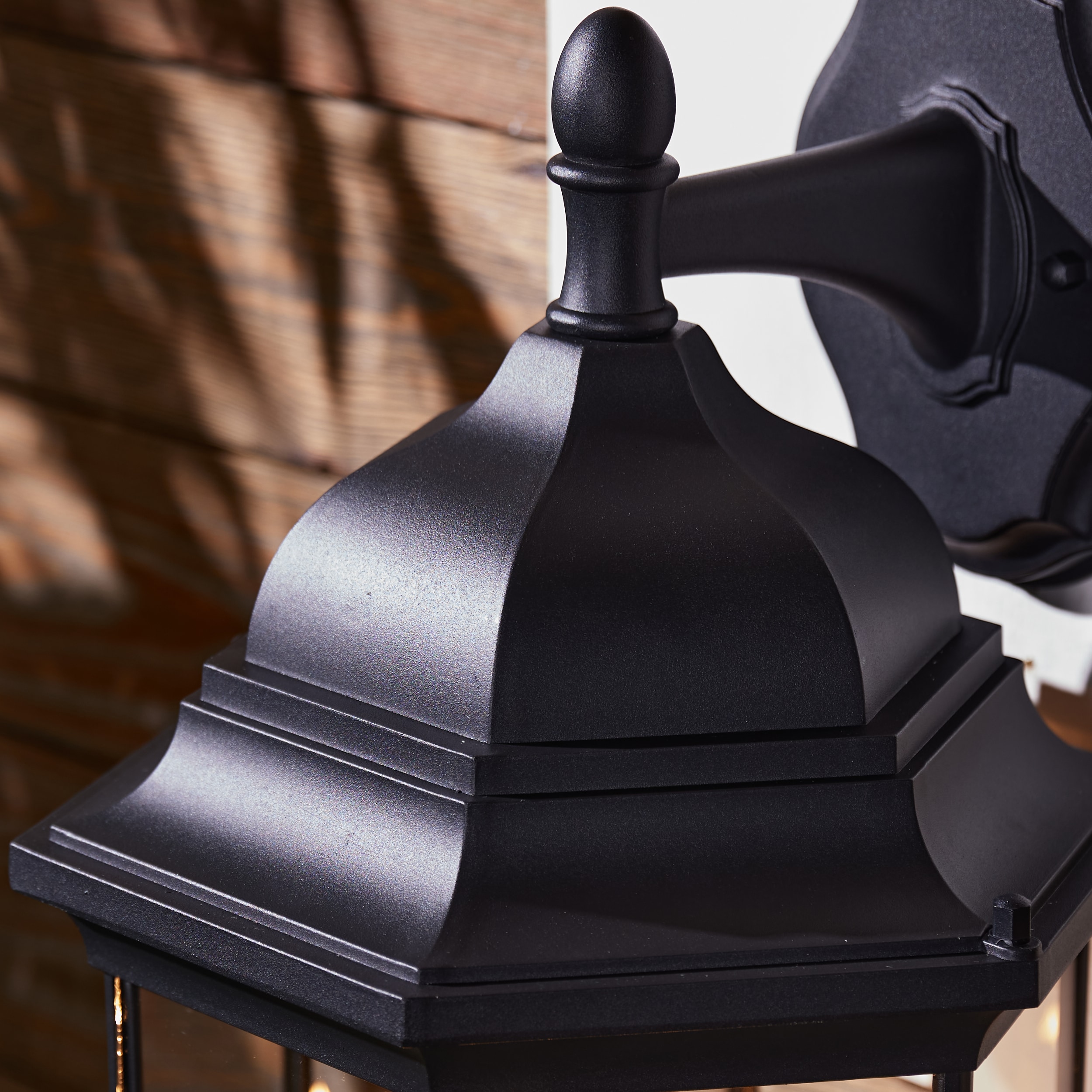 Black Clear Glass 3-Light Outdoor Wall Lantern