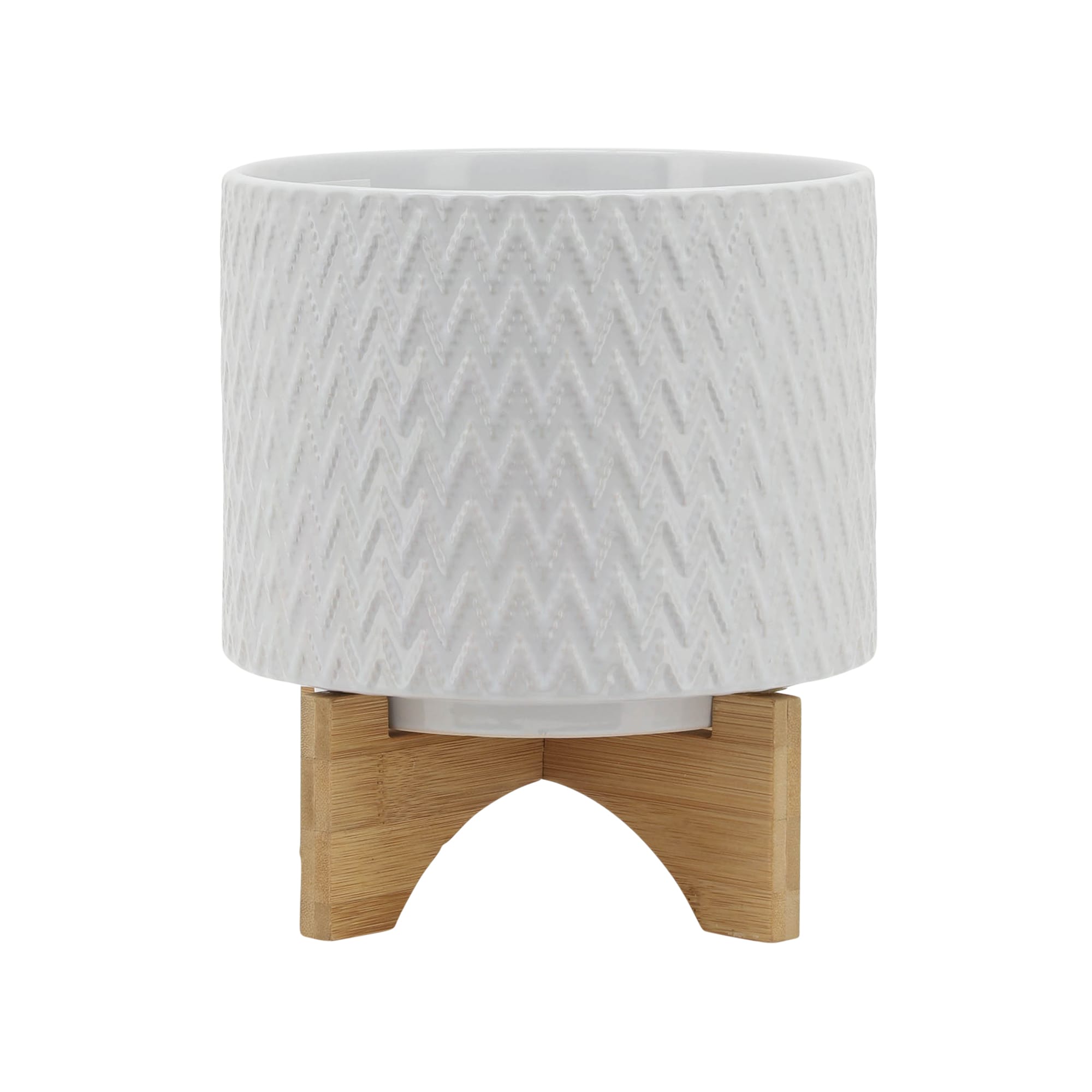Siavonce XH06863 8.0-in W x 10-in H x 8-in D White Ceramic Indoor/Outdoor Planter