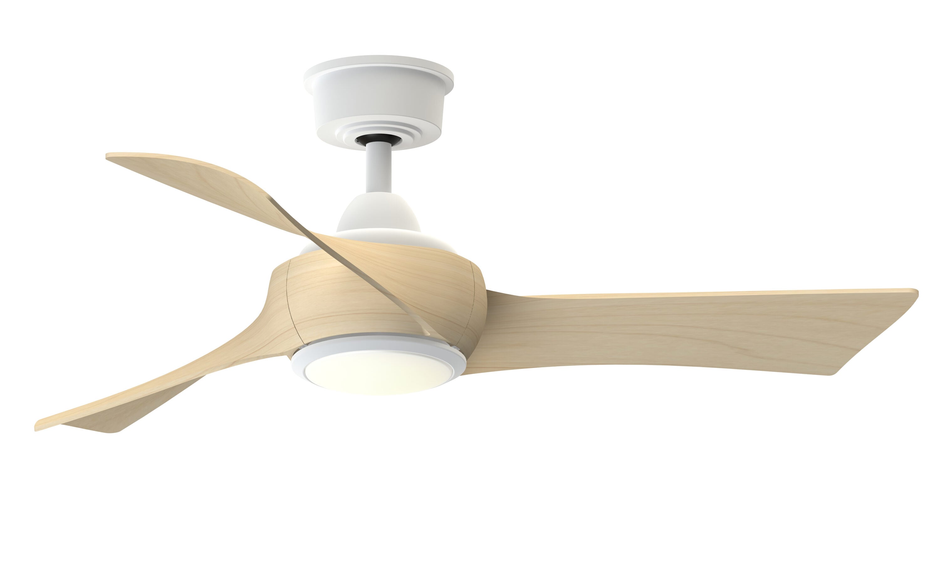 Fanimation FPD8530MW-44N-LK Wrap Custom 44-in Matte White Color-changing Integrated LED Indoor/Outdoor Smart Ceiling Fan with Light and Remote (3-Blade)
